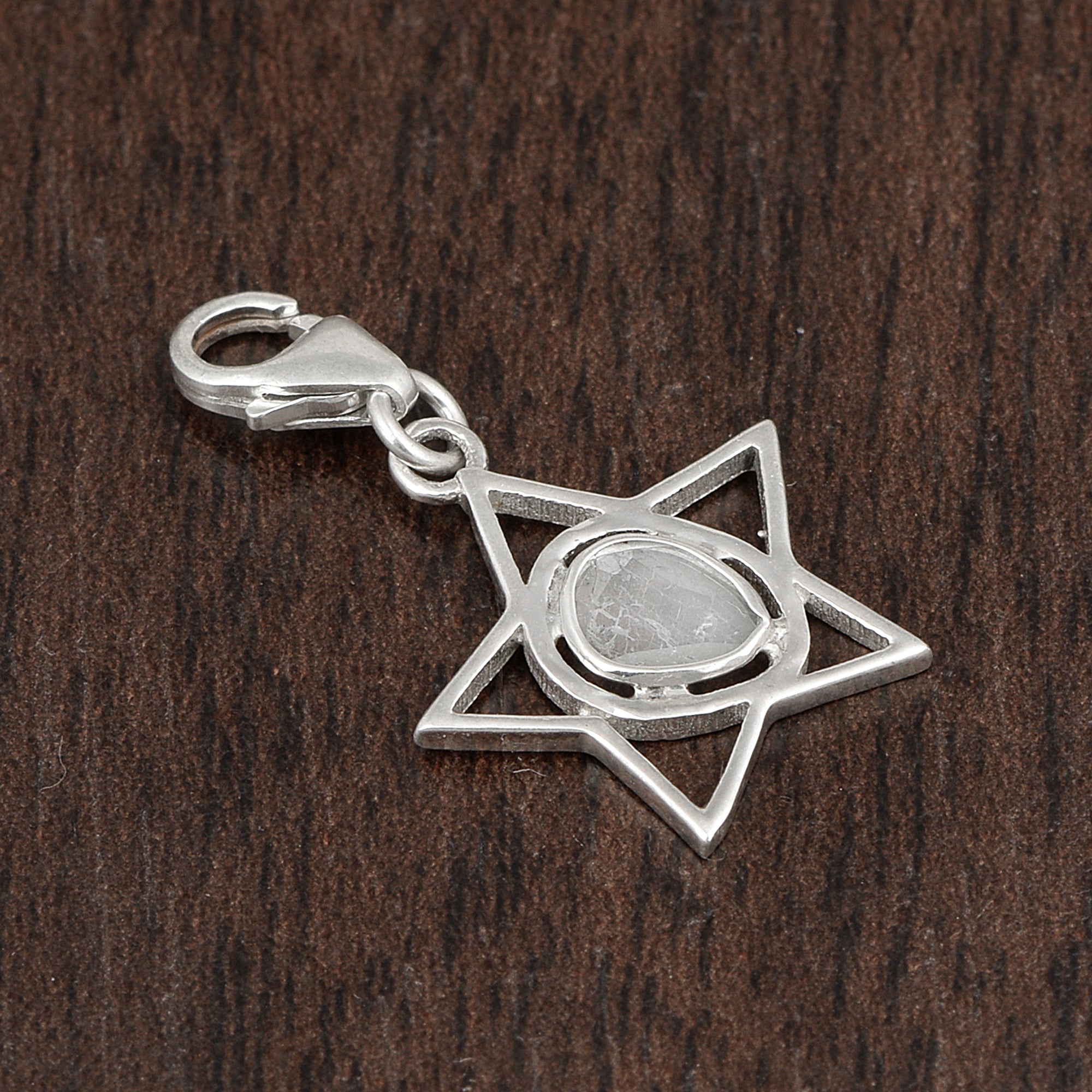 0.15 CTW Diamond Polki Star Charm Pendant