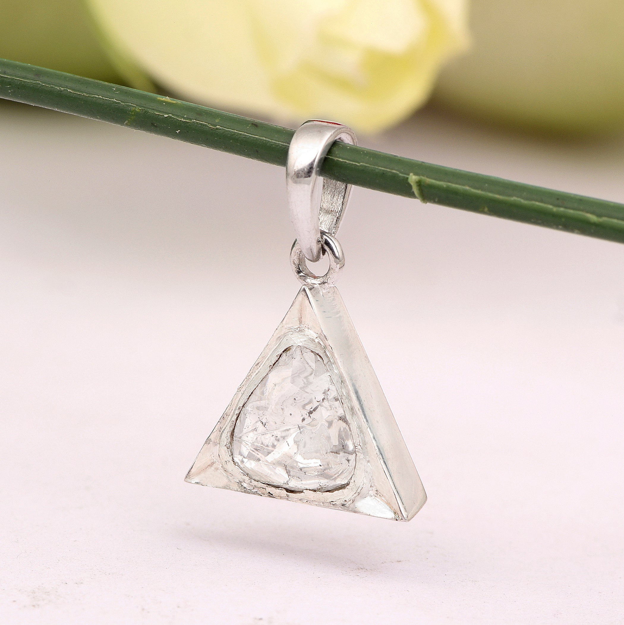 0.50 CTW Diamond Polki Triangular Pendant