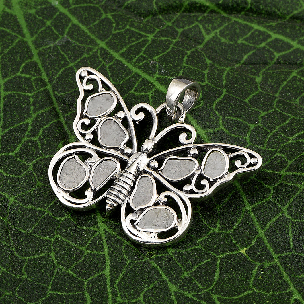 0.65 CTW Diamond Polki Butterfly Pendant