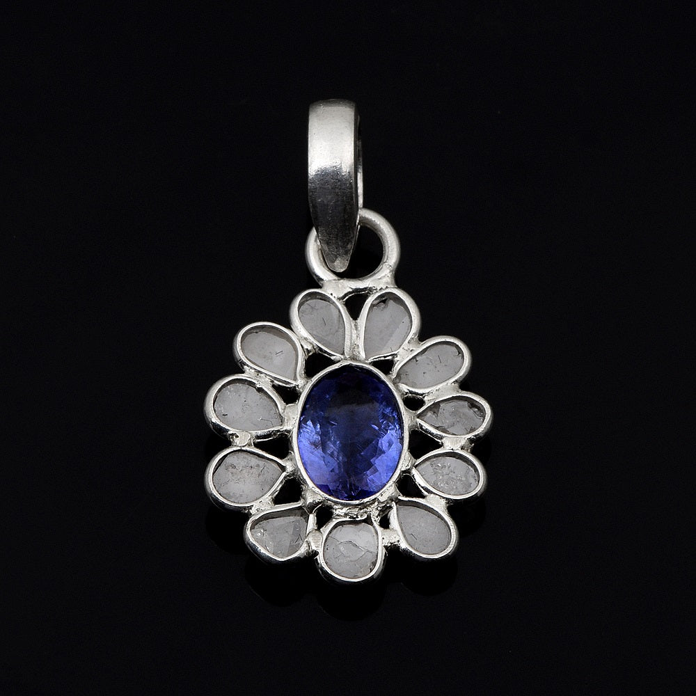 0.50 CTW Diamond Polki Tanzanite Pendant