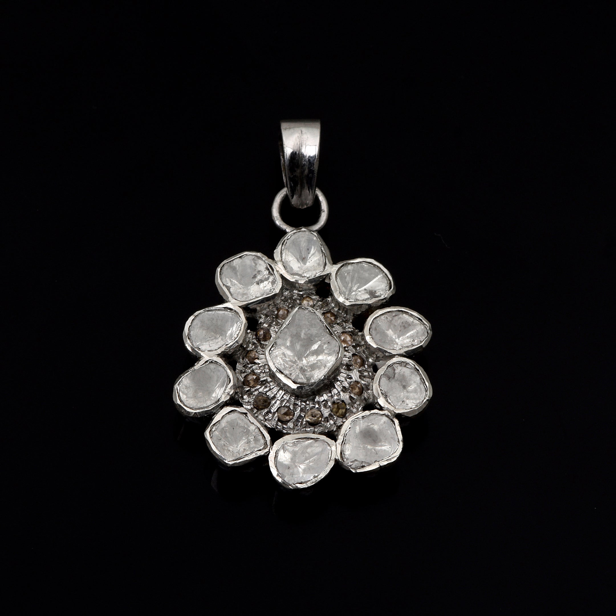 2 CTW Diamond Polki Floral Pendant