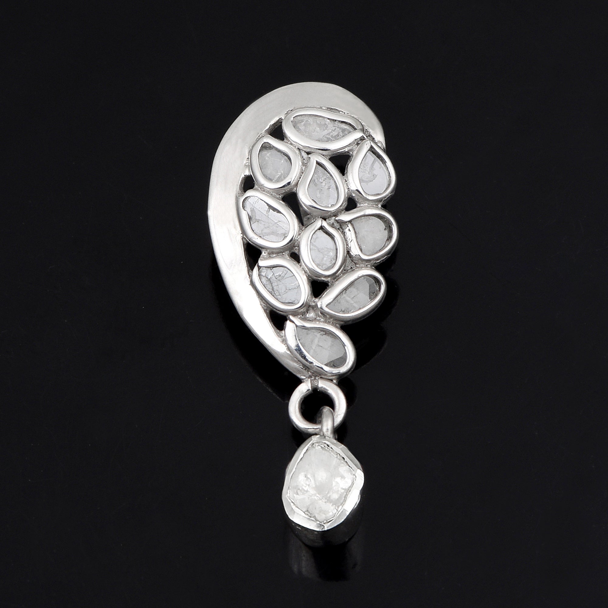 0.50 CTW Diamond Polki Half Heart Pendant