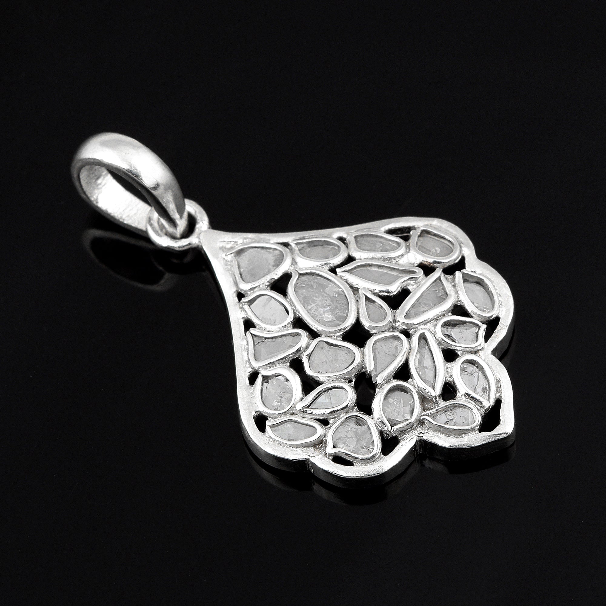 0.50 CTW Diamond Polki Leaf Pendant
