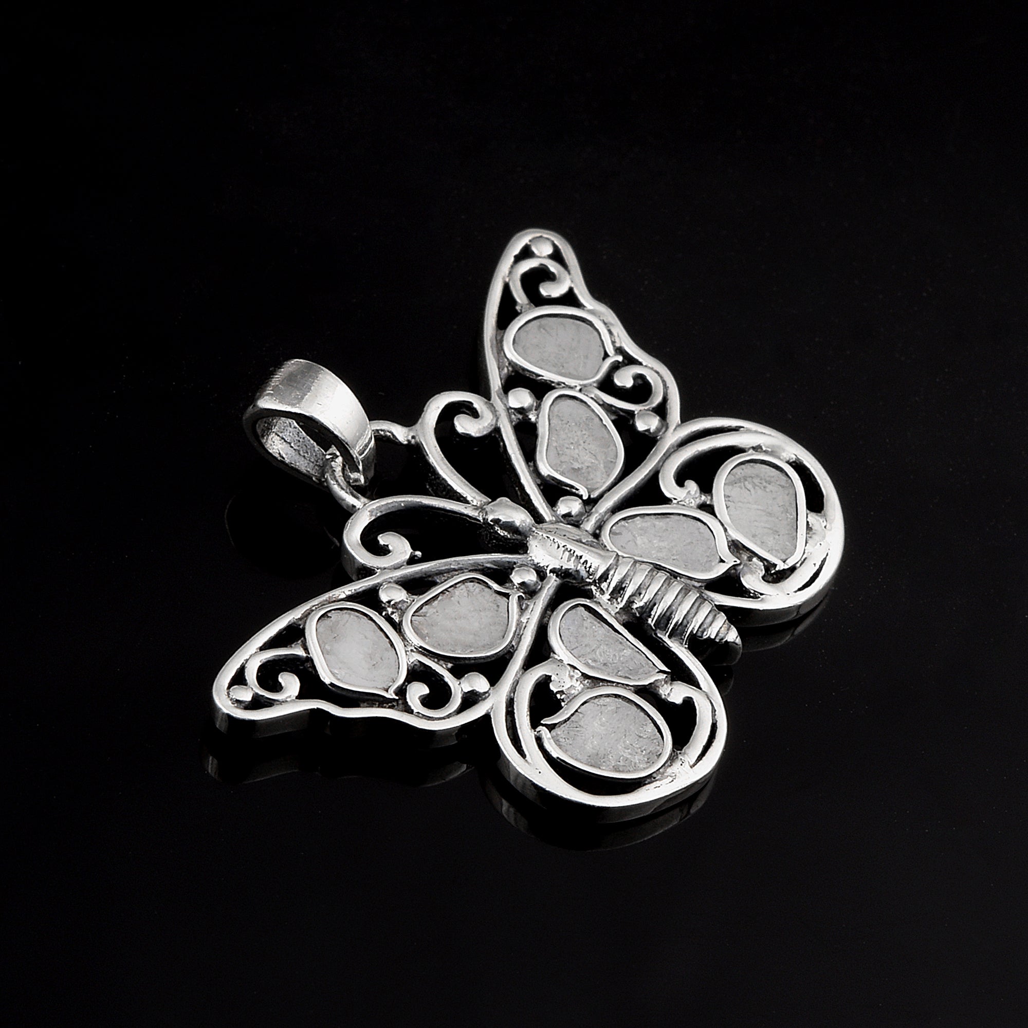 0.65 CTW Diamond Polki Butterfly Pendant