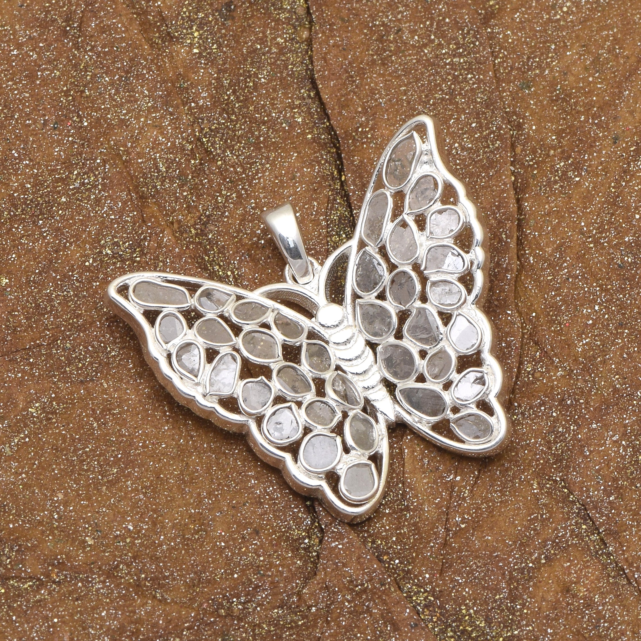 1.50 CTW Diamond Polki Butterfly Pendant