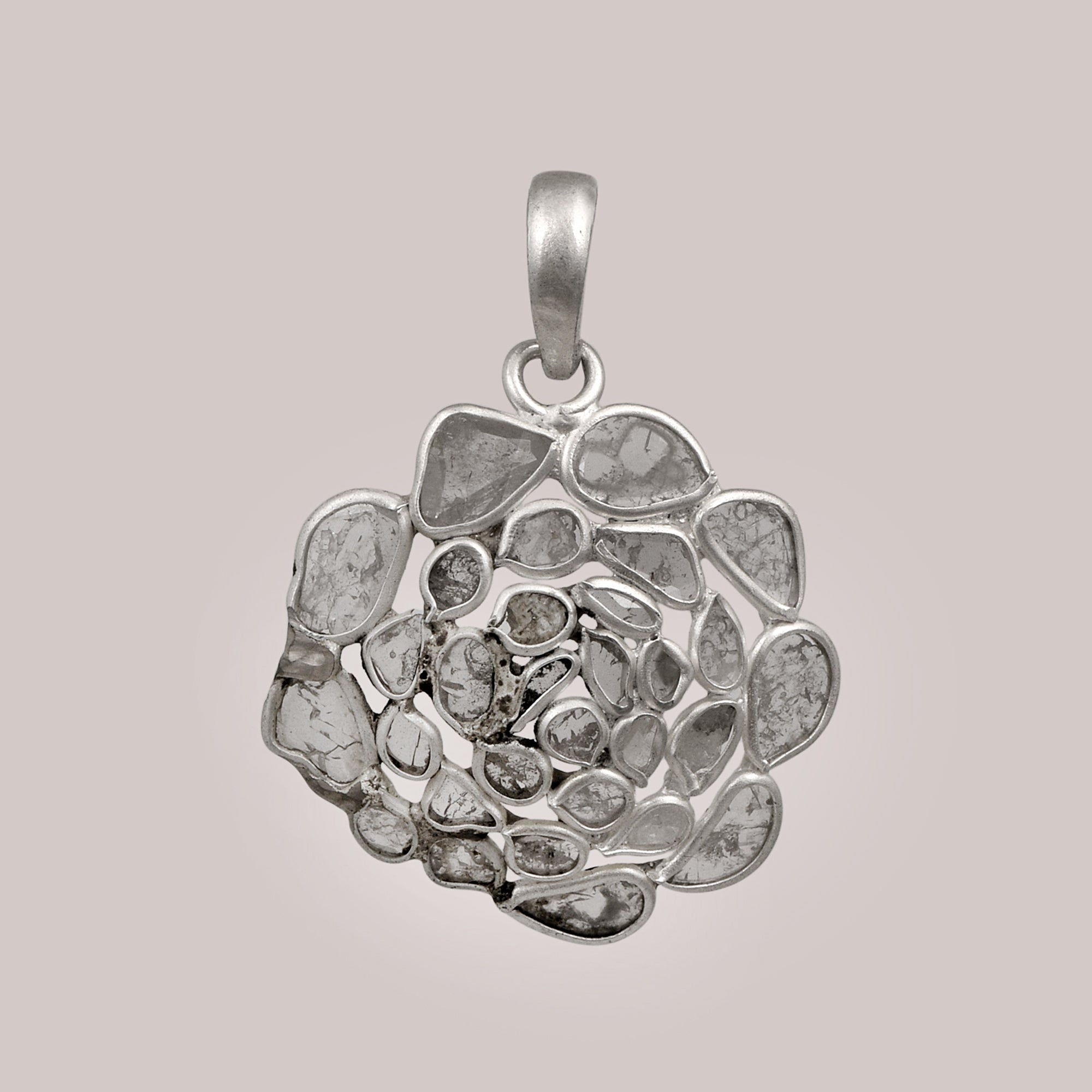 1.50 CTW Diamond Polki Vintage Rose Pendant