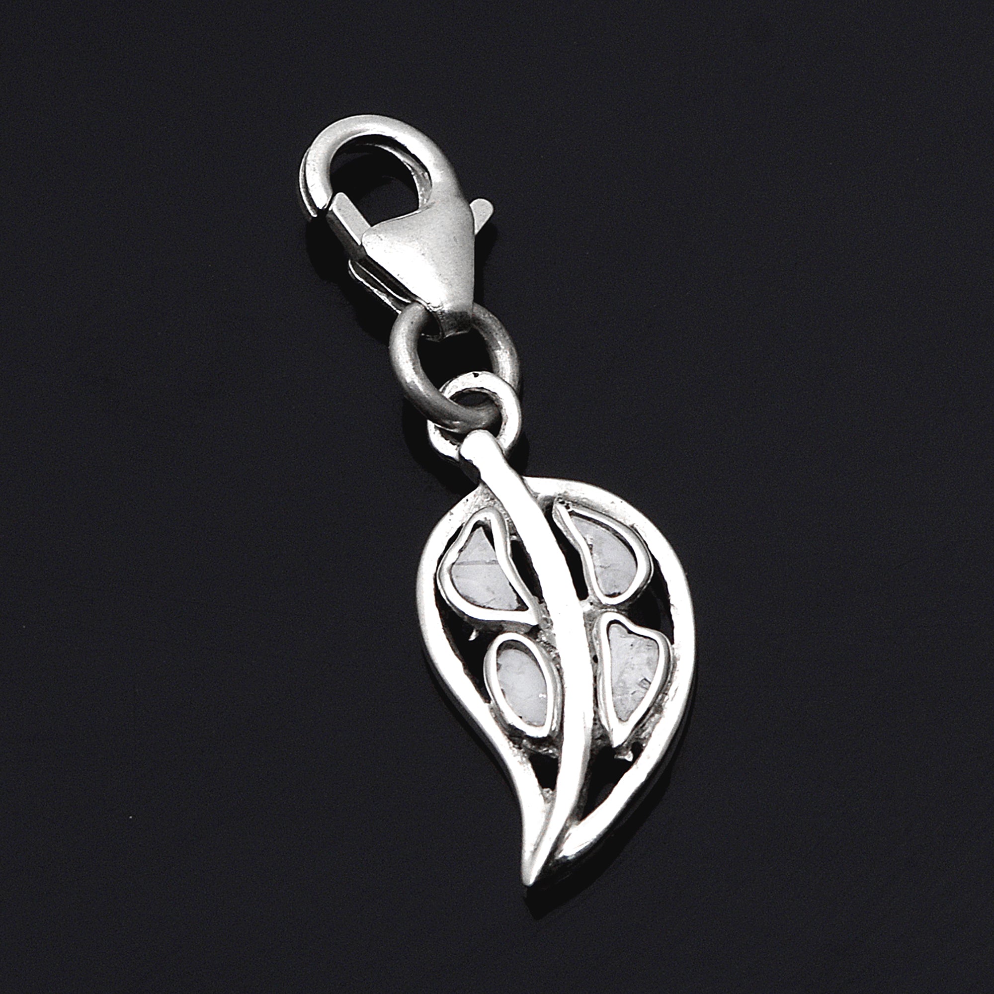 0.10 CTW Diamond Polki Leaf Charm Pendant