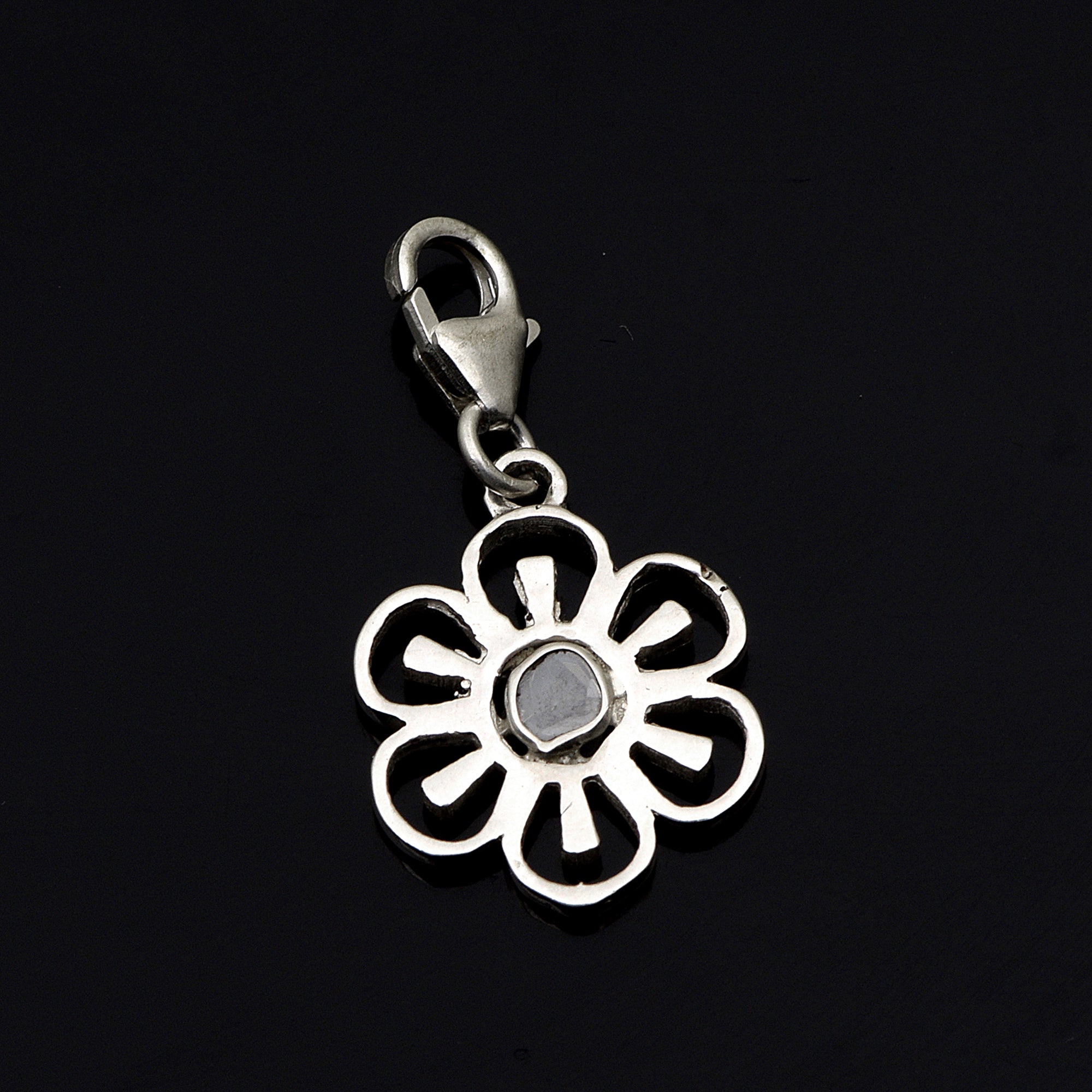 0.10 CTW Diamond Polki Floral Charm Pendant