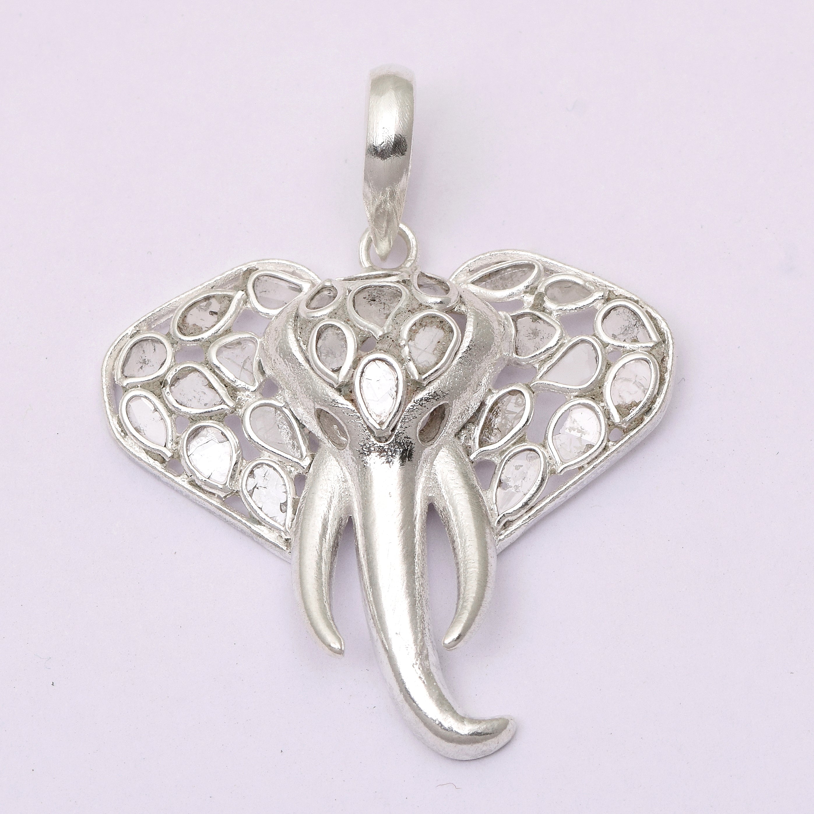 1.50 CTW Diamond Polki Elephant Head Pendant