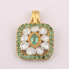 Load image into Gallery viewer, 0.50 CTW Diamond Polki Emerald Square Pendant

