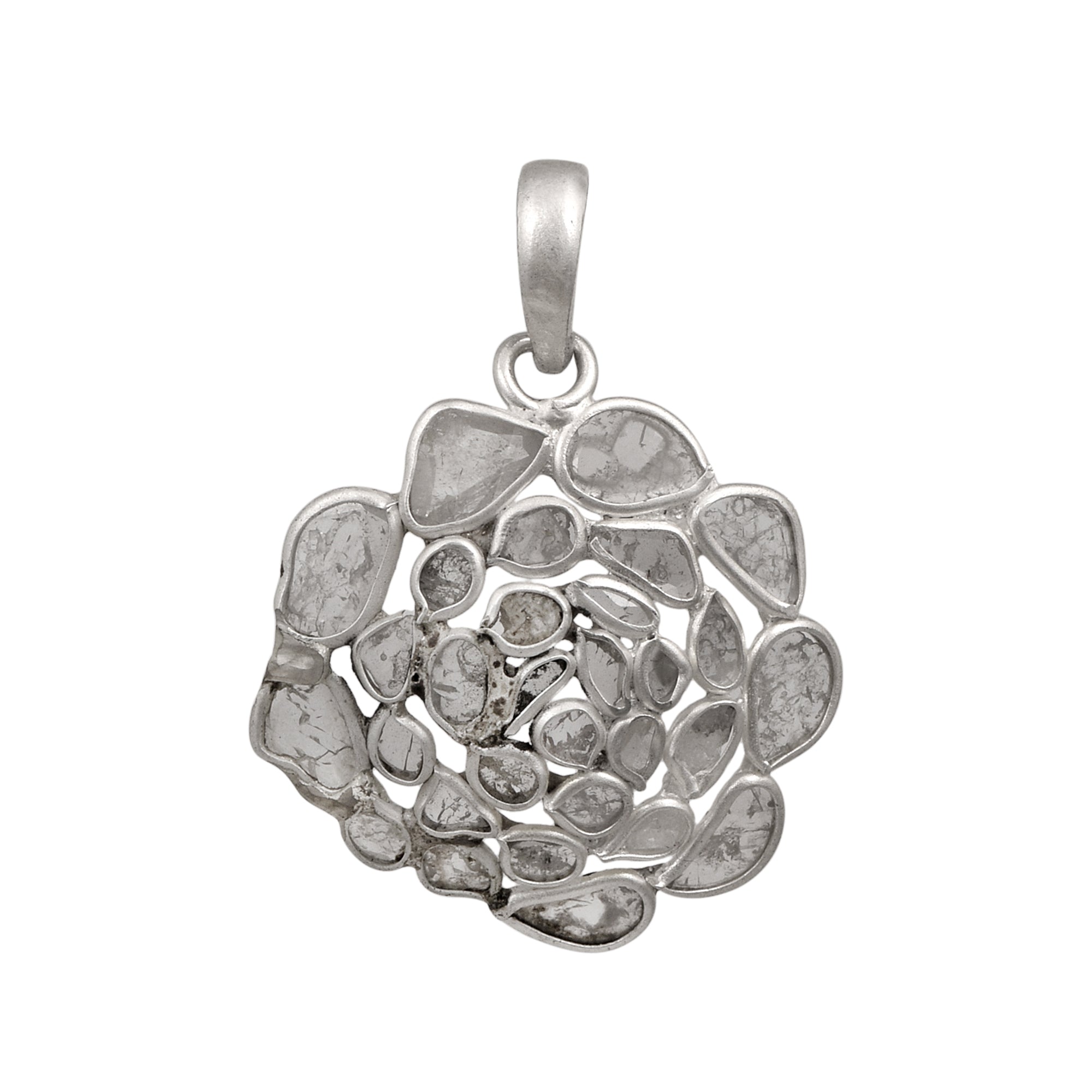 1.50 CTW Diamond Polki Vintage Rose Pendant