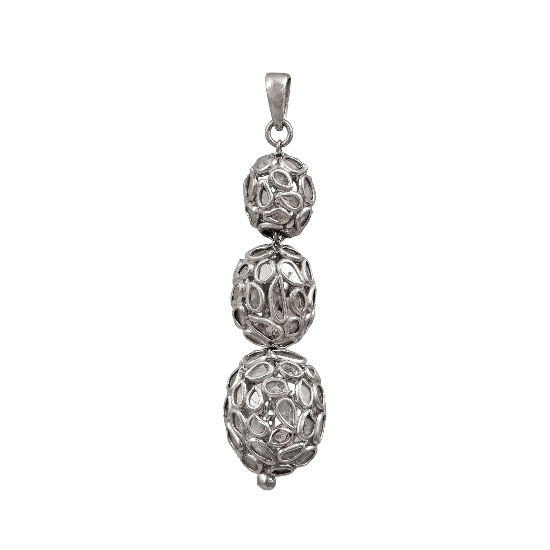 2.50 CTW Diamond Polki Beaded Ball Pendant