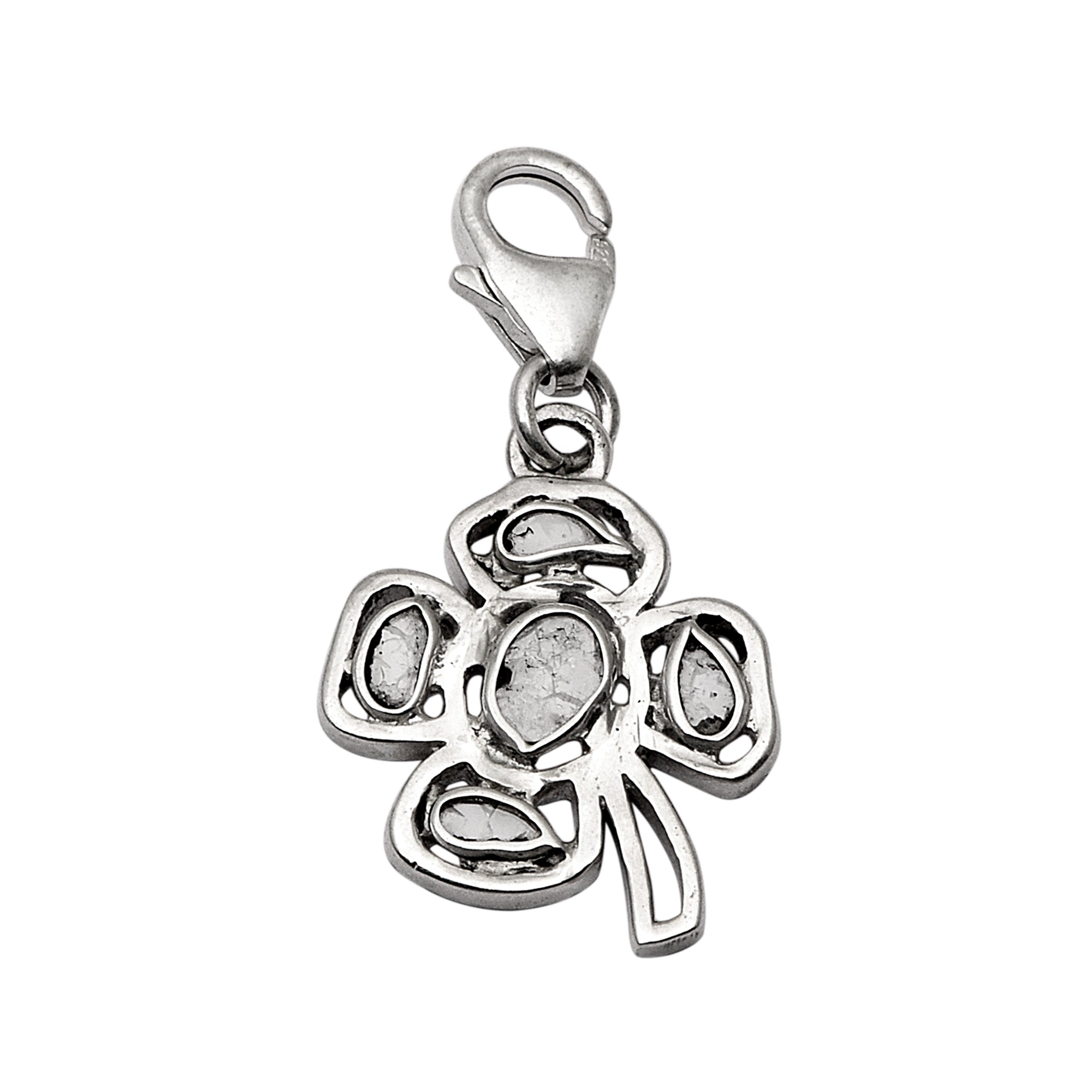 0.15 CTW Diamond Polki Tiny Flower Charm Pendant
