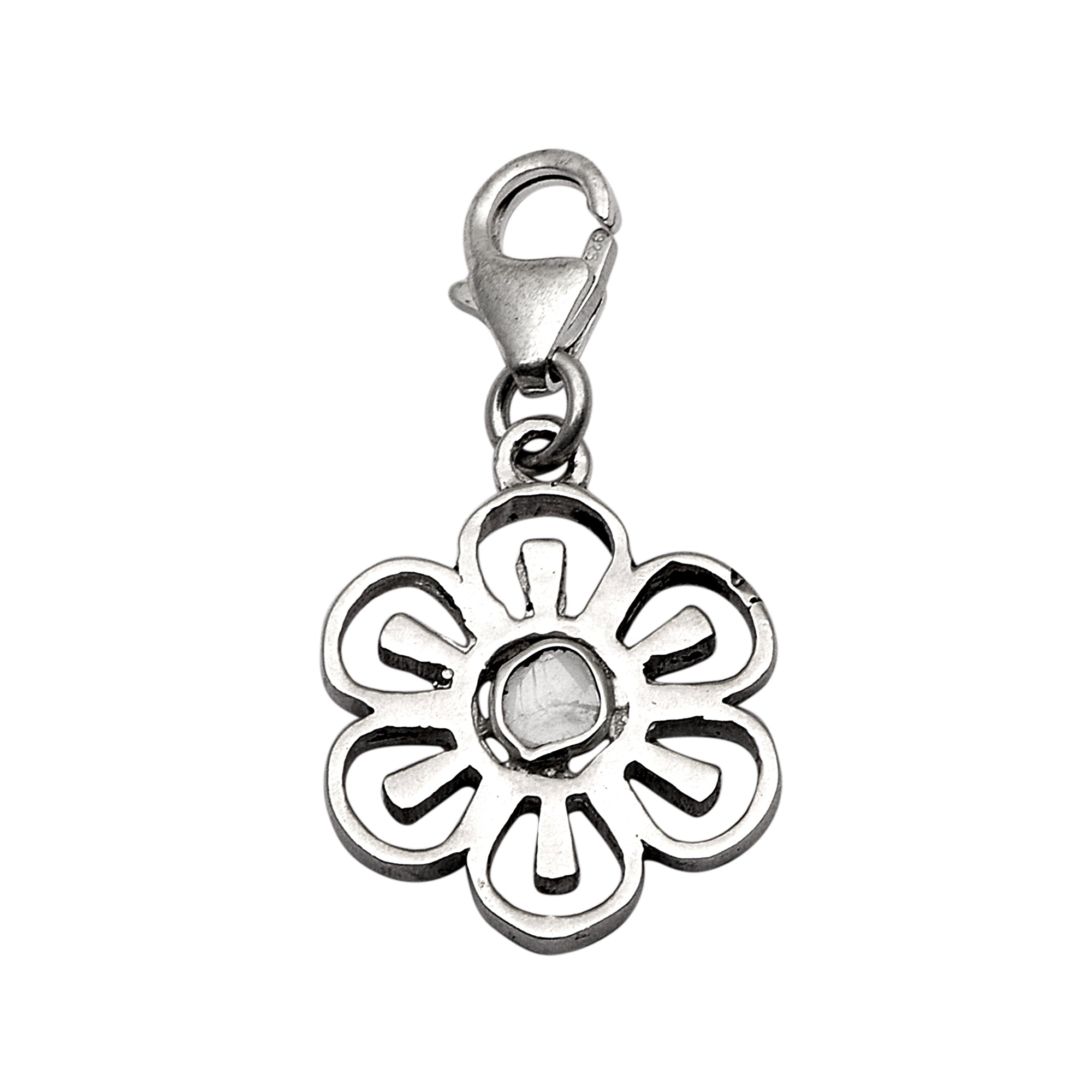 0.10 CTW Diamond Polki Floral Charm Pendant