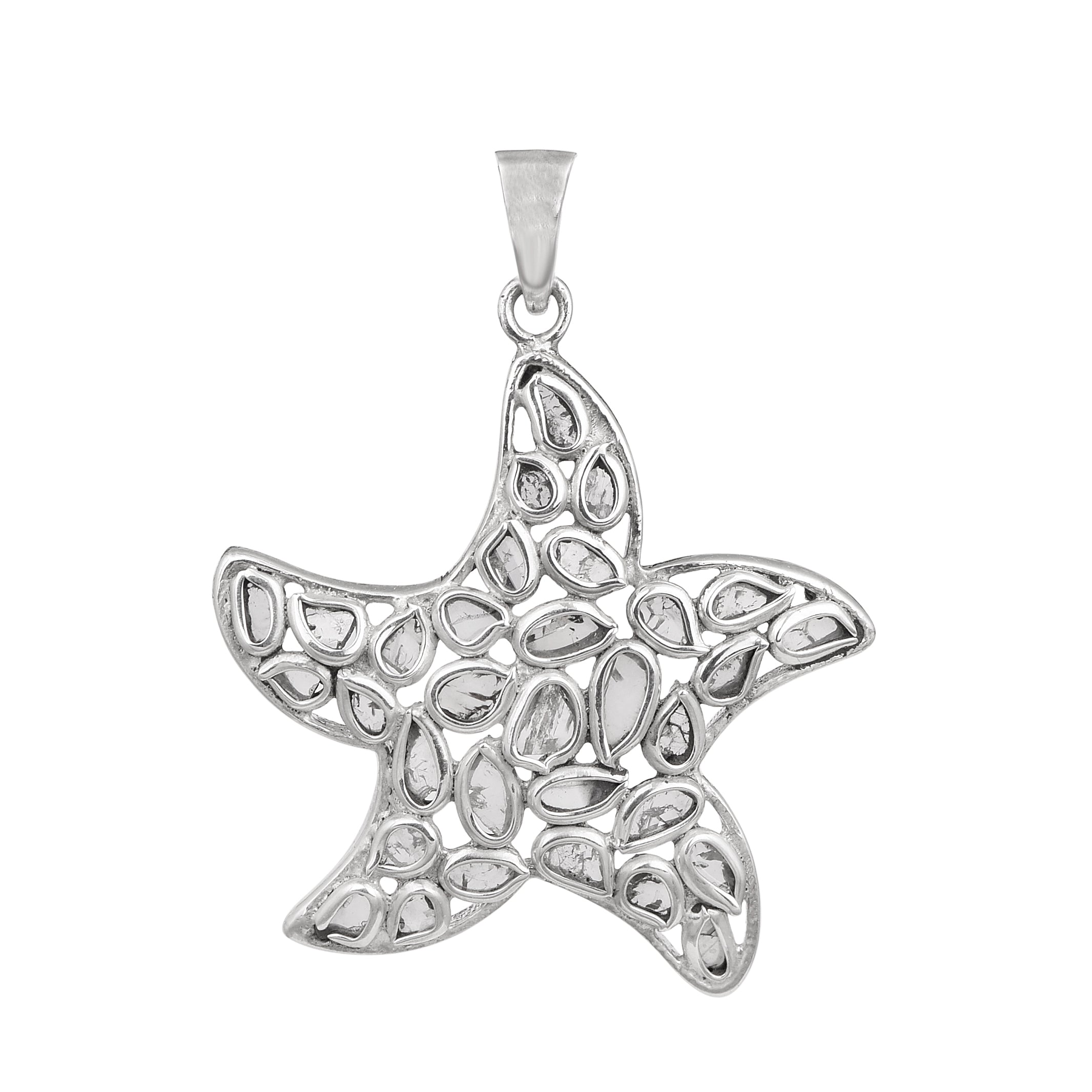 1.10 CTW Diamond Polki Starfish Pendant