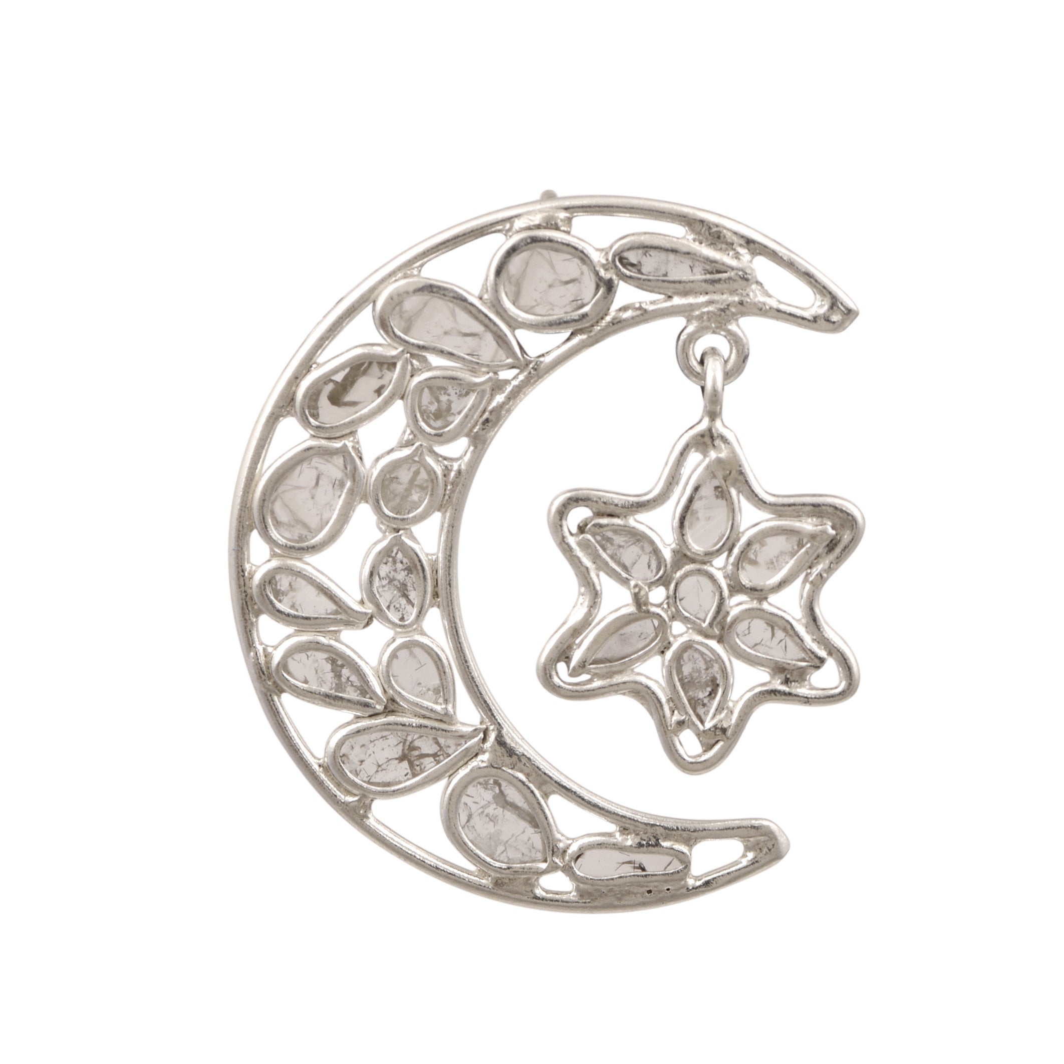 1 CTW Diamond Polki Moon Star Pendant