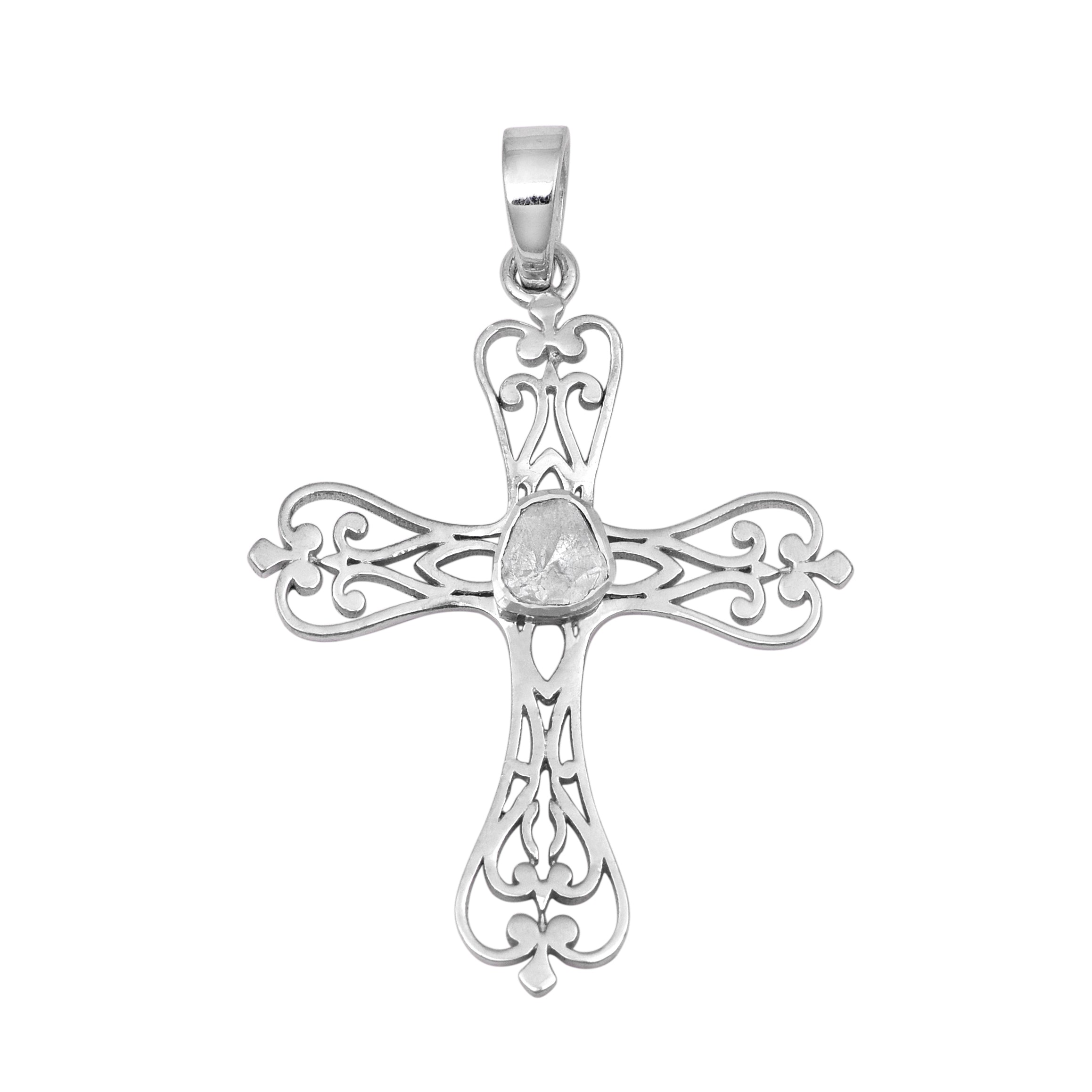 0.15 CTW Diamond Polki Cross Pendant