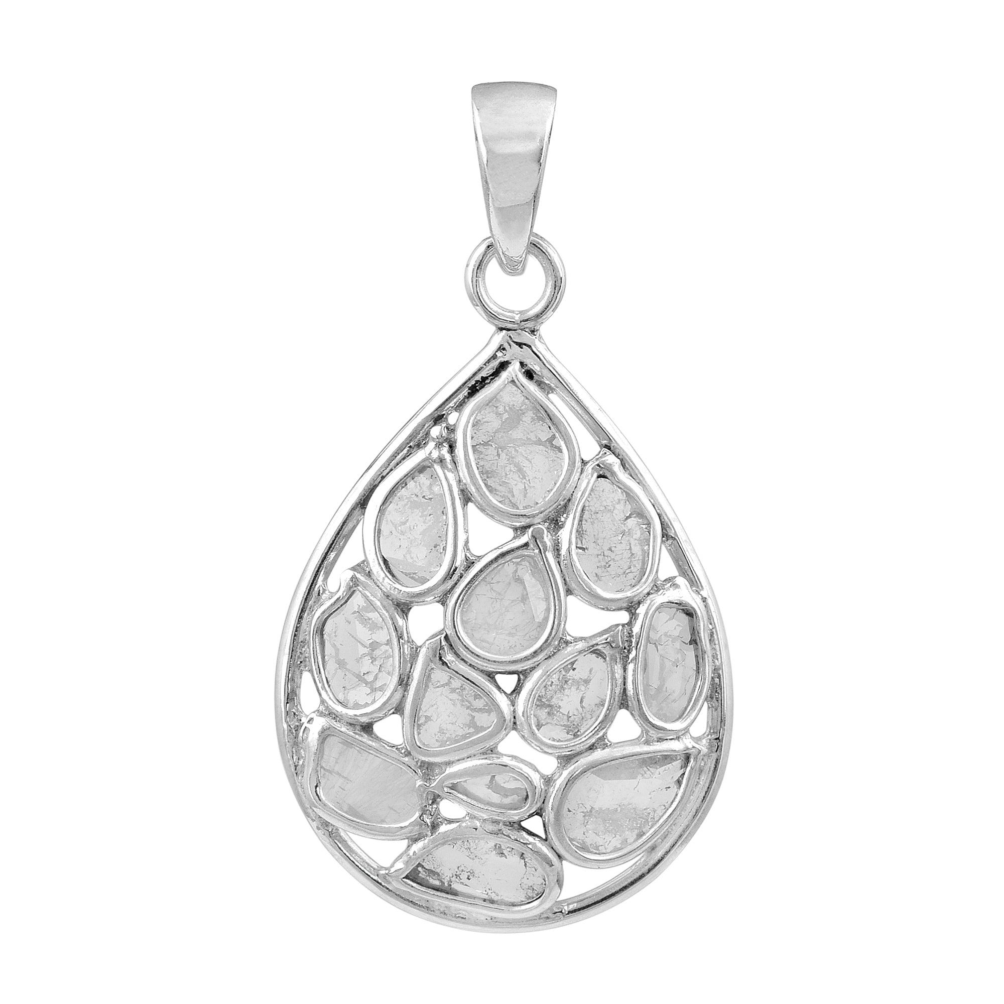 0.35 CTW Diamond Polki Tear Drop Pendant