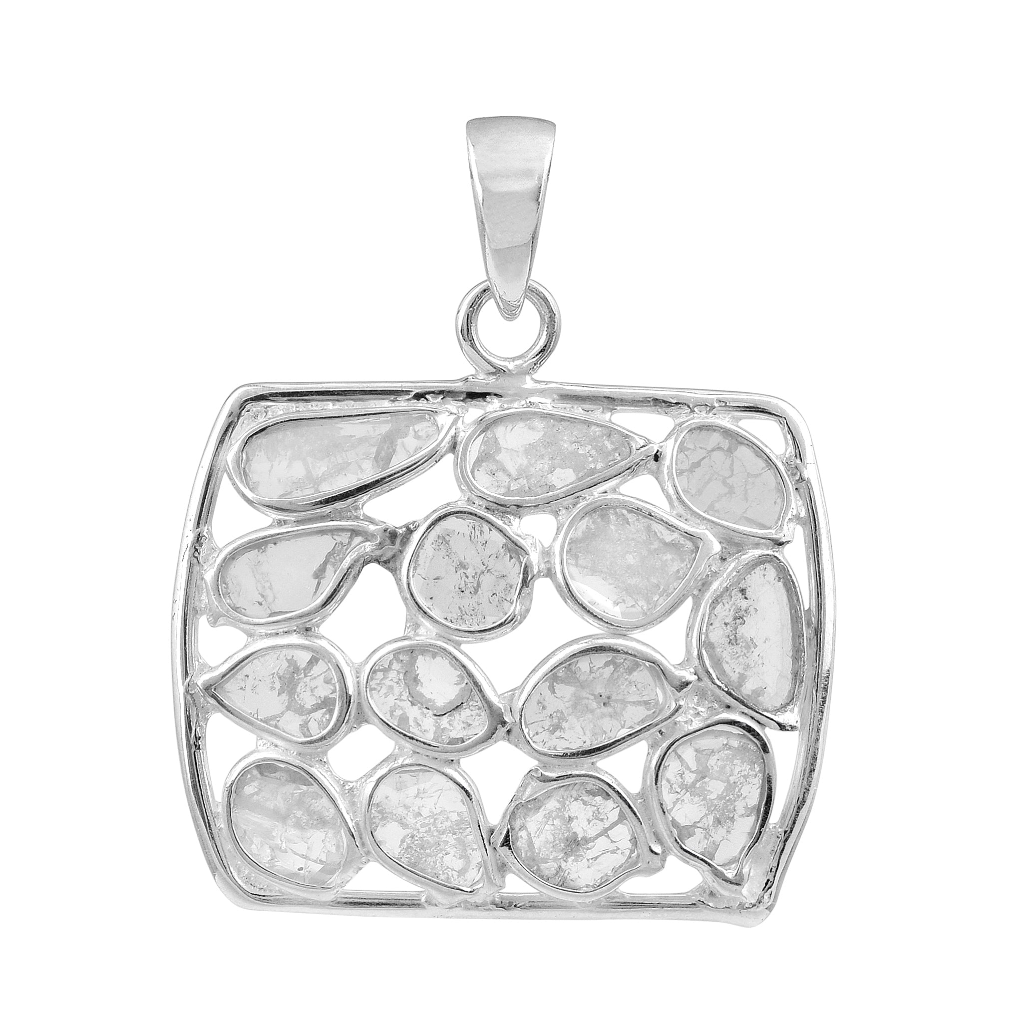 1.0 CTW Diamond Polki Rectangle Pendant