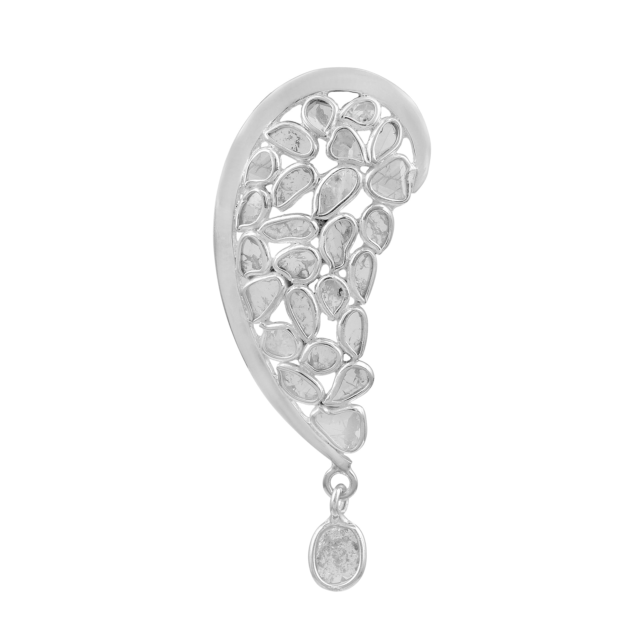 1.50 CTW Diamond Polki Half Heart Pendant