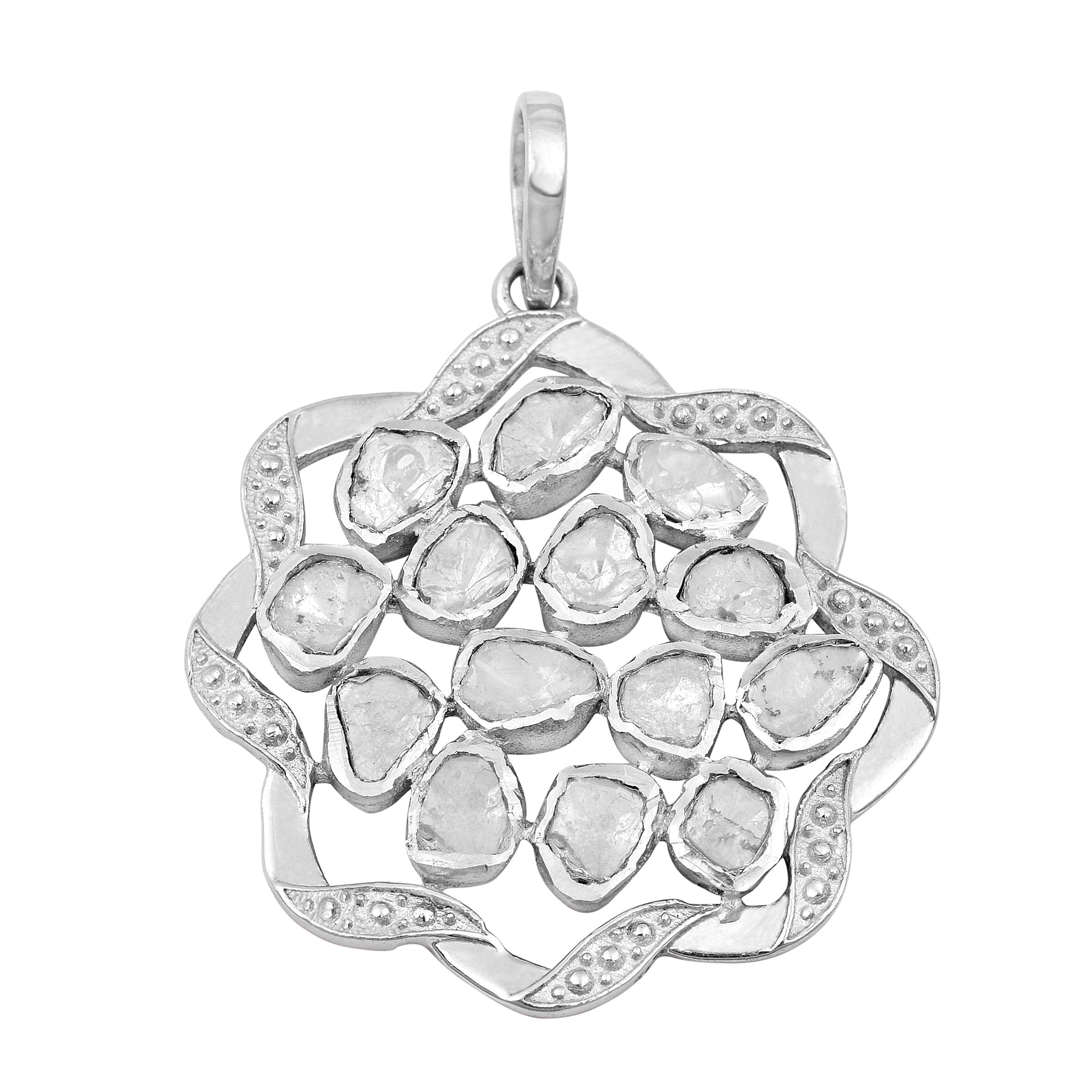 1.50 CTW Diamond Polki Cluster Pendant