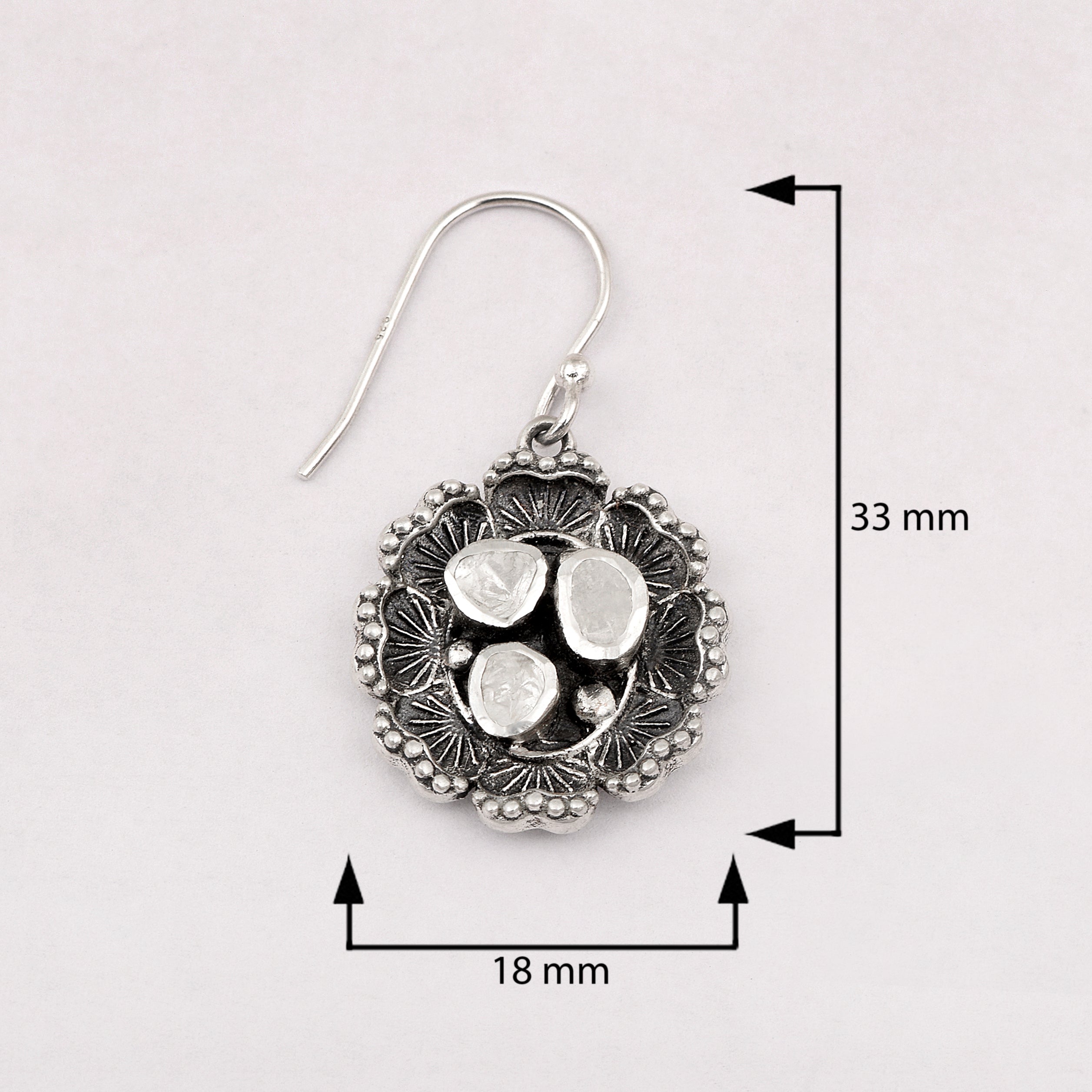 1.00 CTW Diamond Polki Flower Inspired Pendant Set