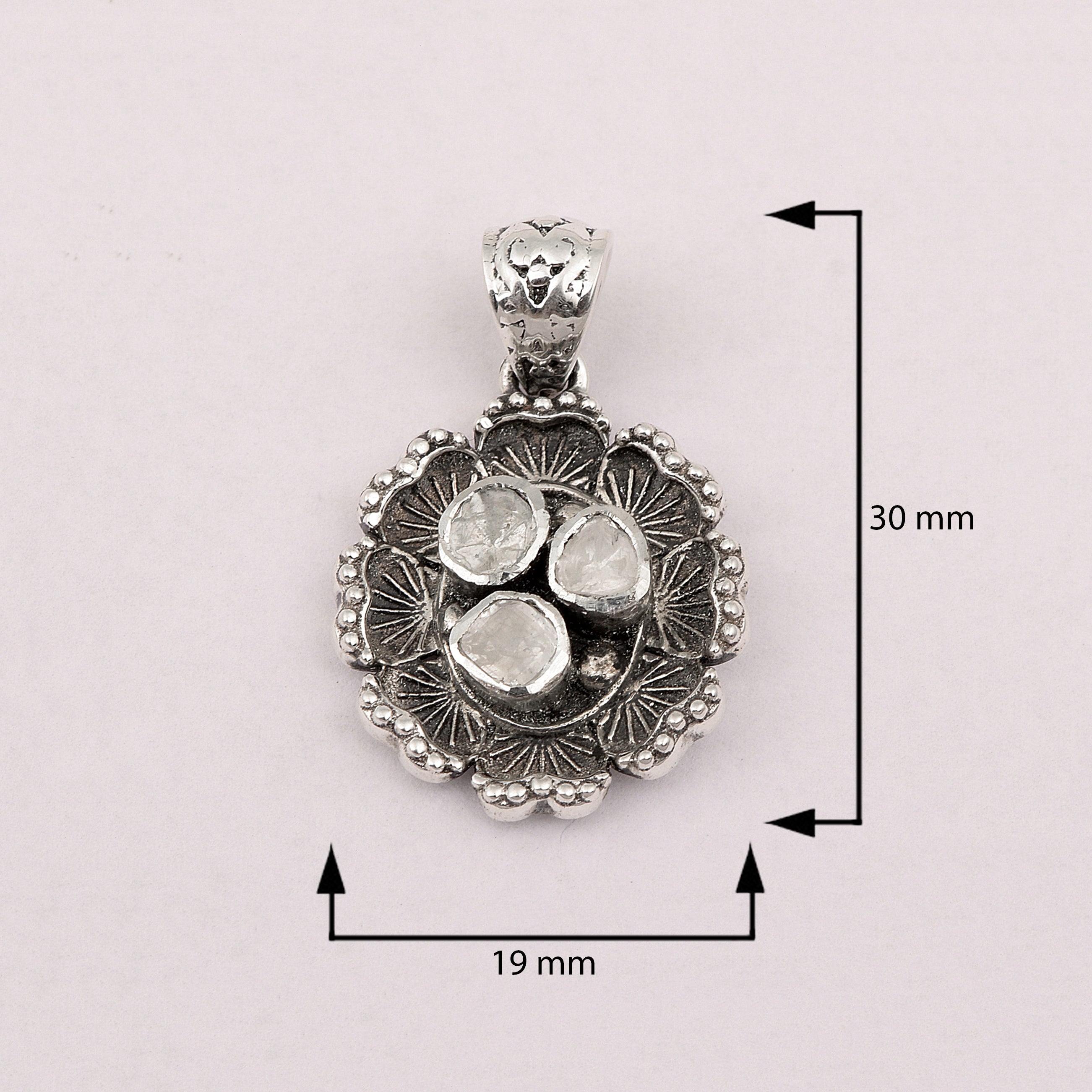 1.00 CTW Diamond Polki Flower Inspired Pendant Set