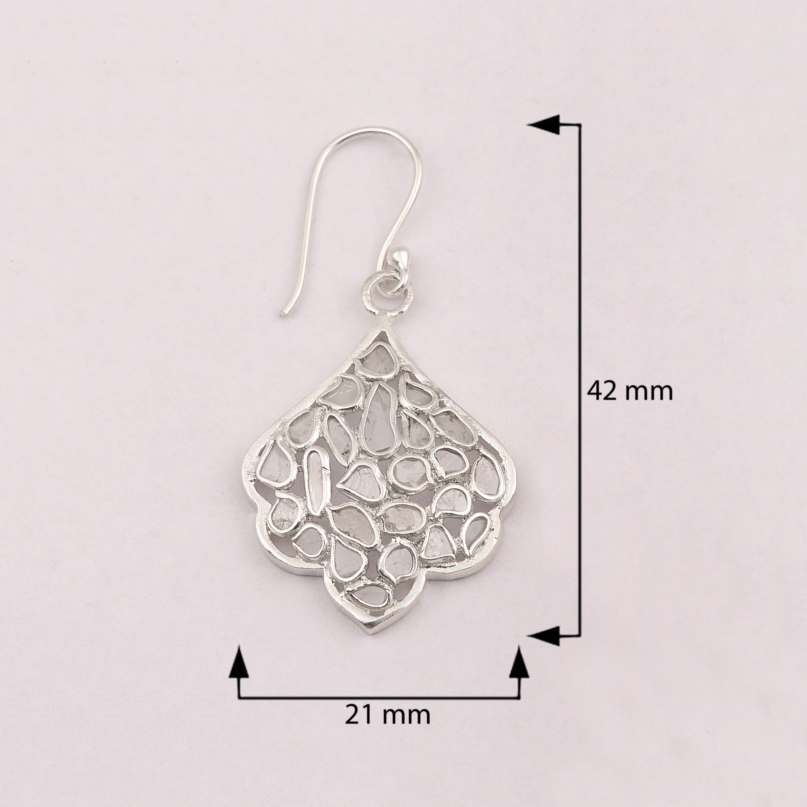 1.50 CTW Diamond Polki Leaf Inspired Pendant Set