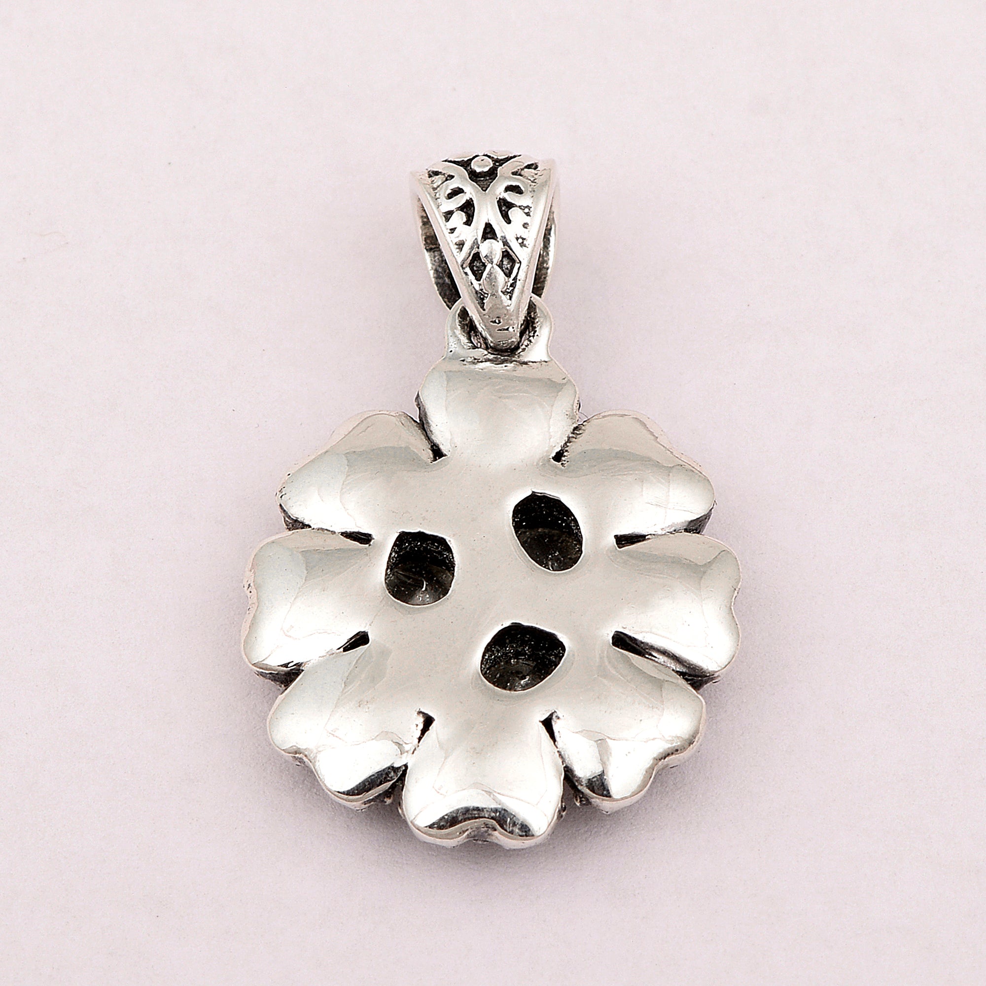 1.00 CTW Diamond Polki Flower Inspired Pendant Set