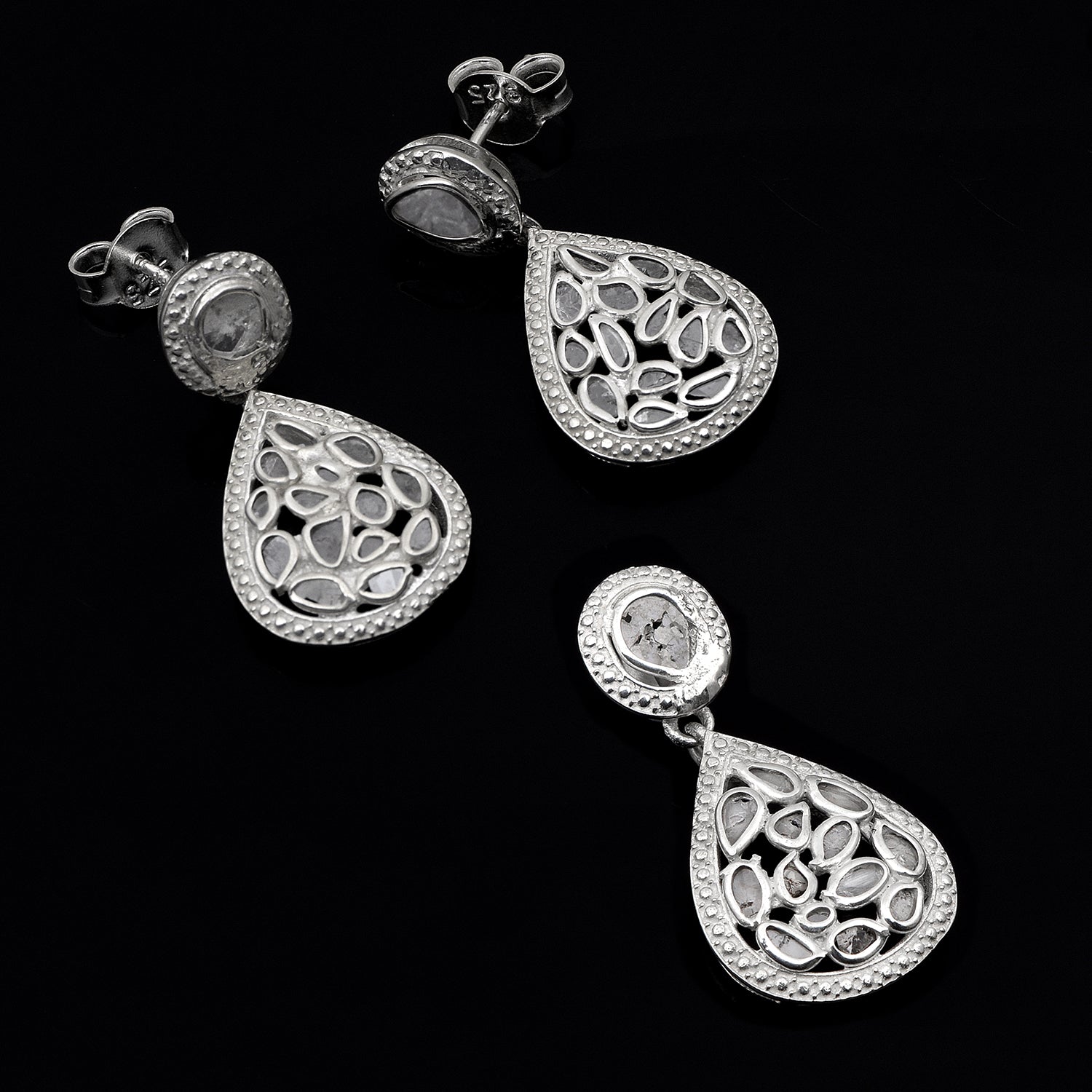 Diamond Polki Teardrop Pendant Set