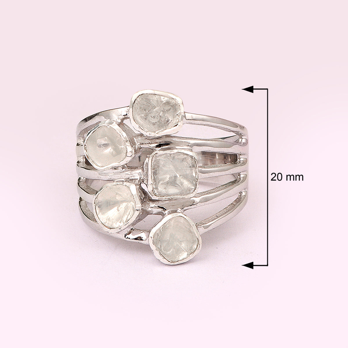 1.00 Ctw Polki Diamond Solitaire 925 Sterling Silver Statement Ring