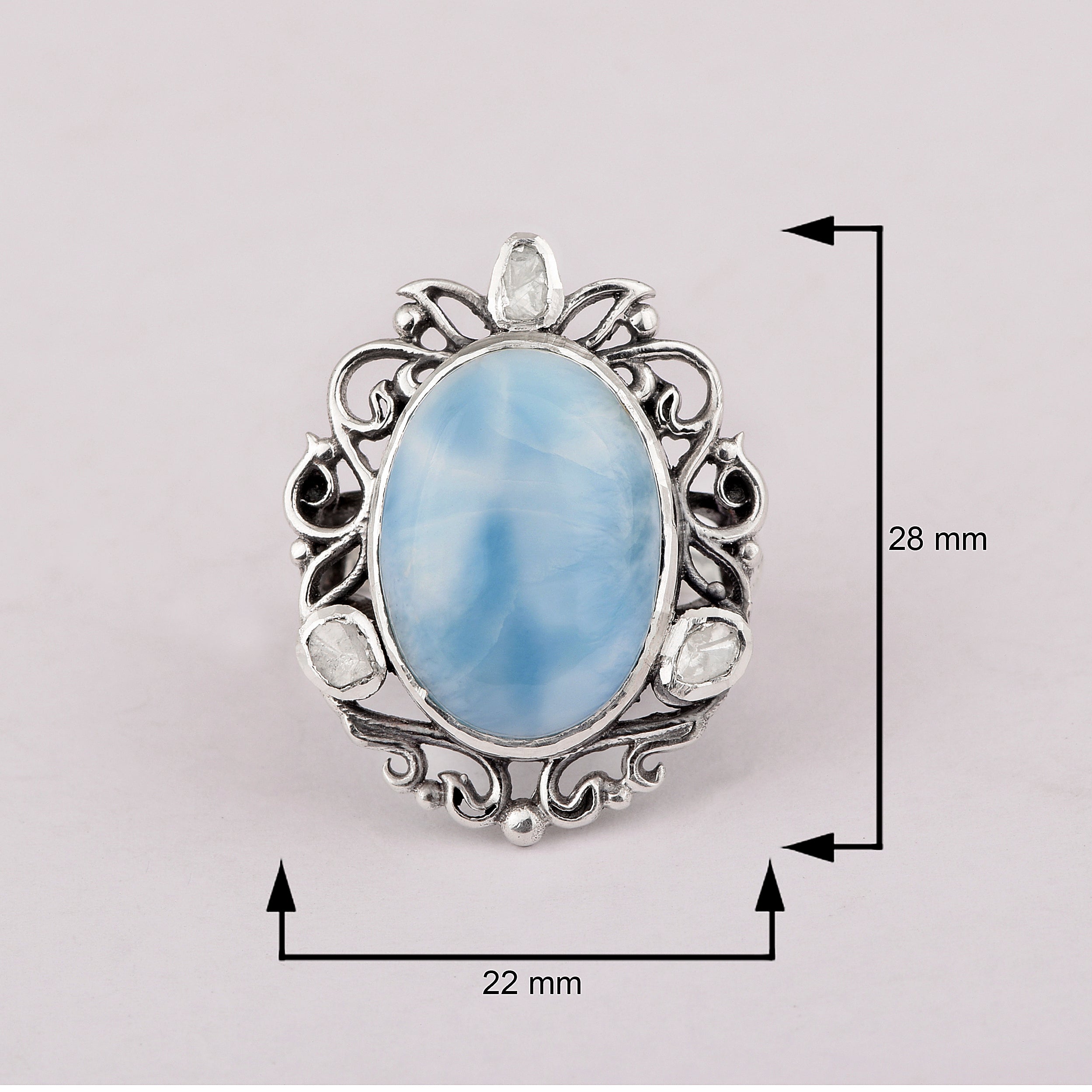 0.40 CTW Natural Diamond Polki Larimar Cocktail Ring