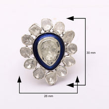 Load image into Gallery viewer, 1.75 CTW Diamond Polki Blue Enamel Solitaire Ring