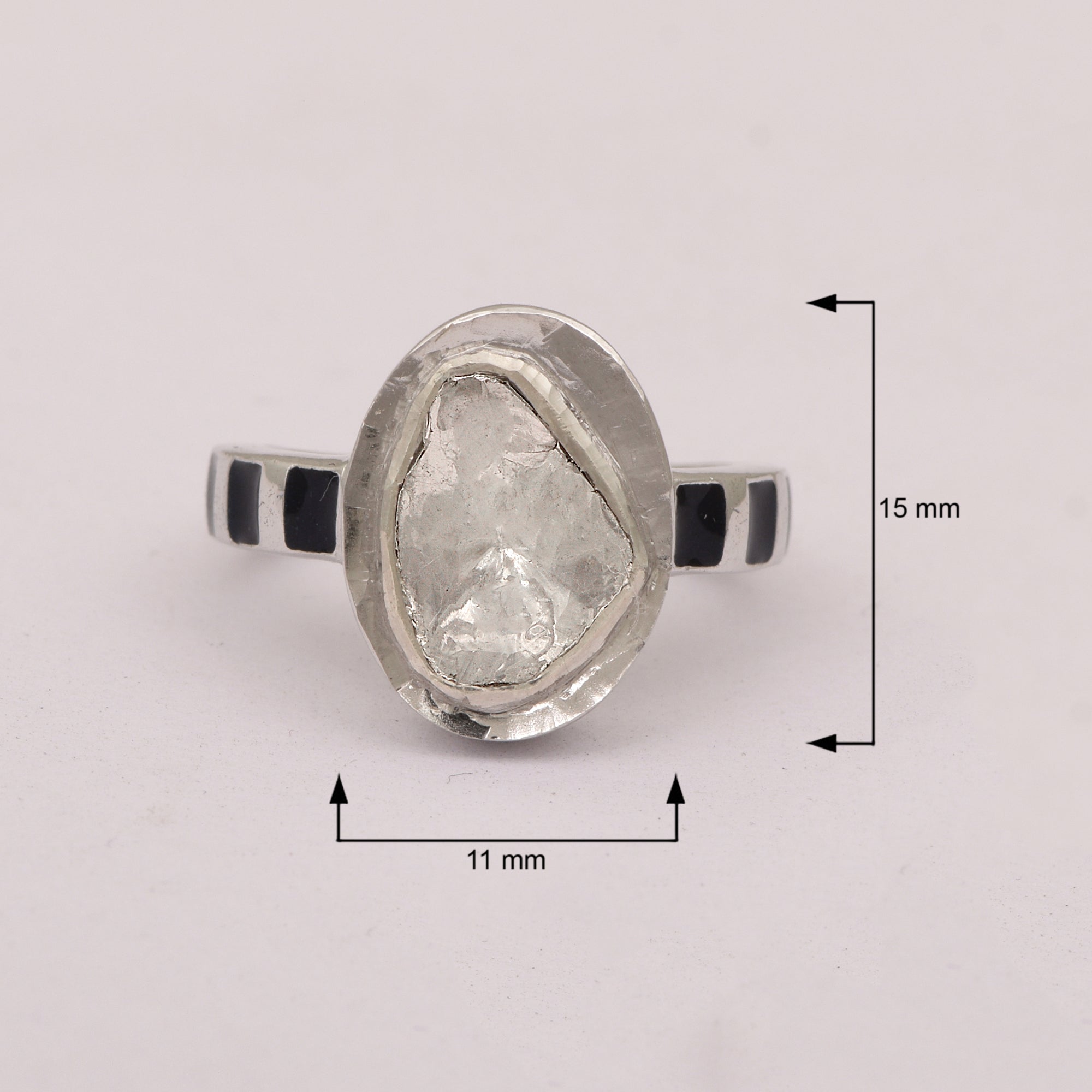 0.70 CTW Diamond Polki Blue Enamel Ring