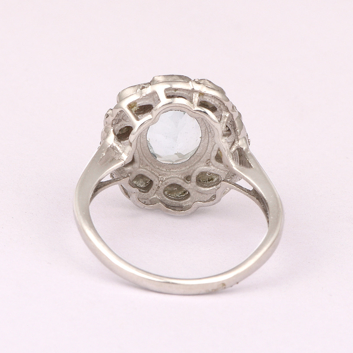3.50 Ctw Aquamarine Oval Polki Diamond Floral Ring