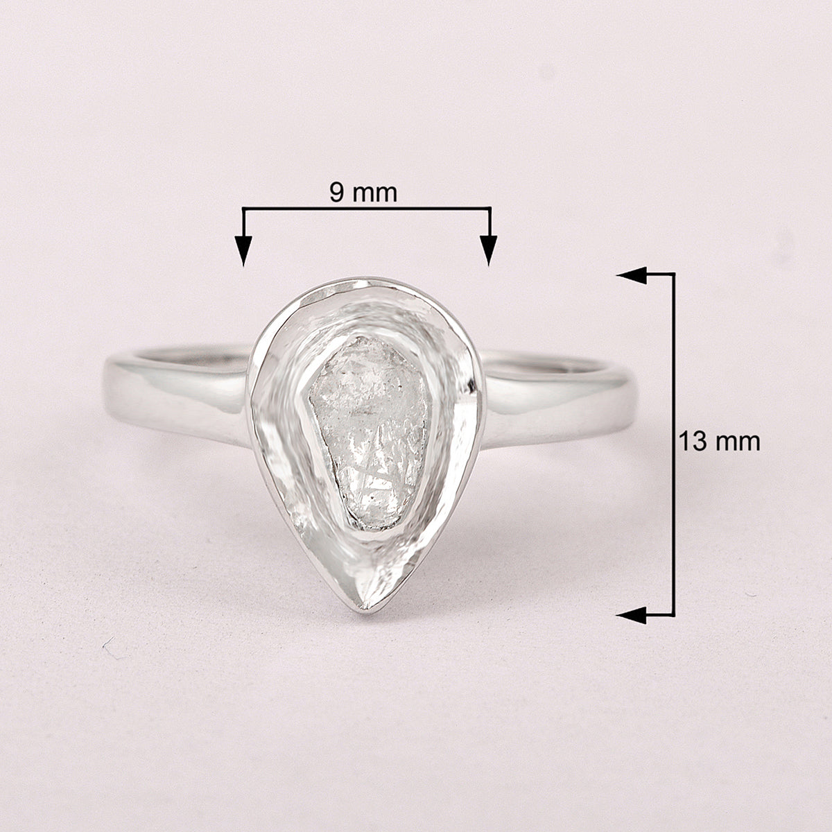 0.50 Ctw Polki Diamond 925 Sterling Silver Solitaire Ring