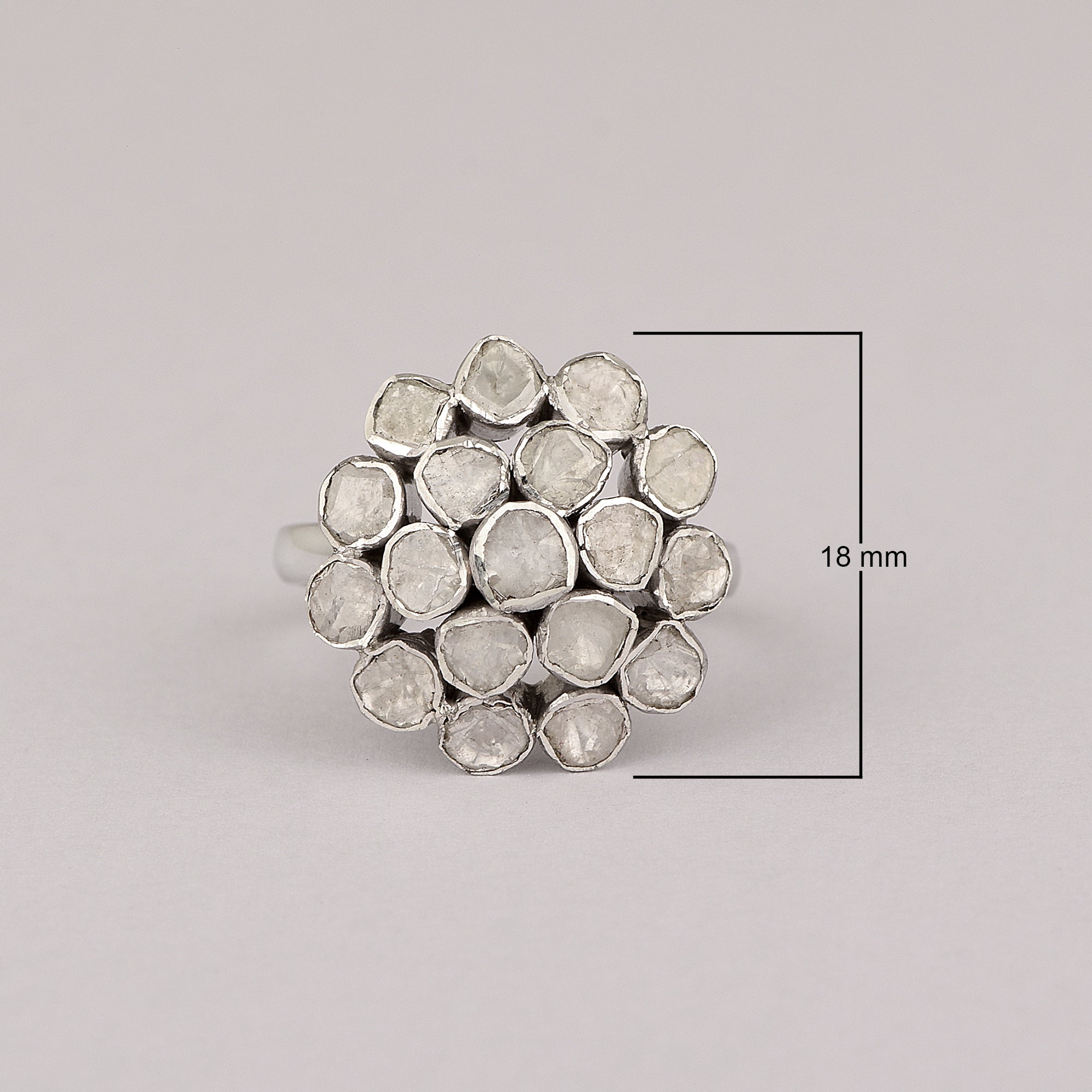 1.50 CTW Natural Slice Polki Diamond Handmade Promise Ring 925 Sterling Silver