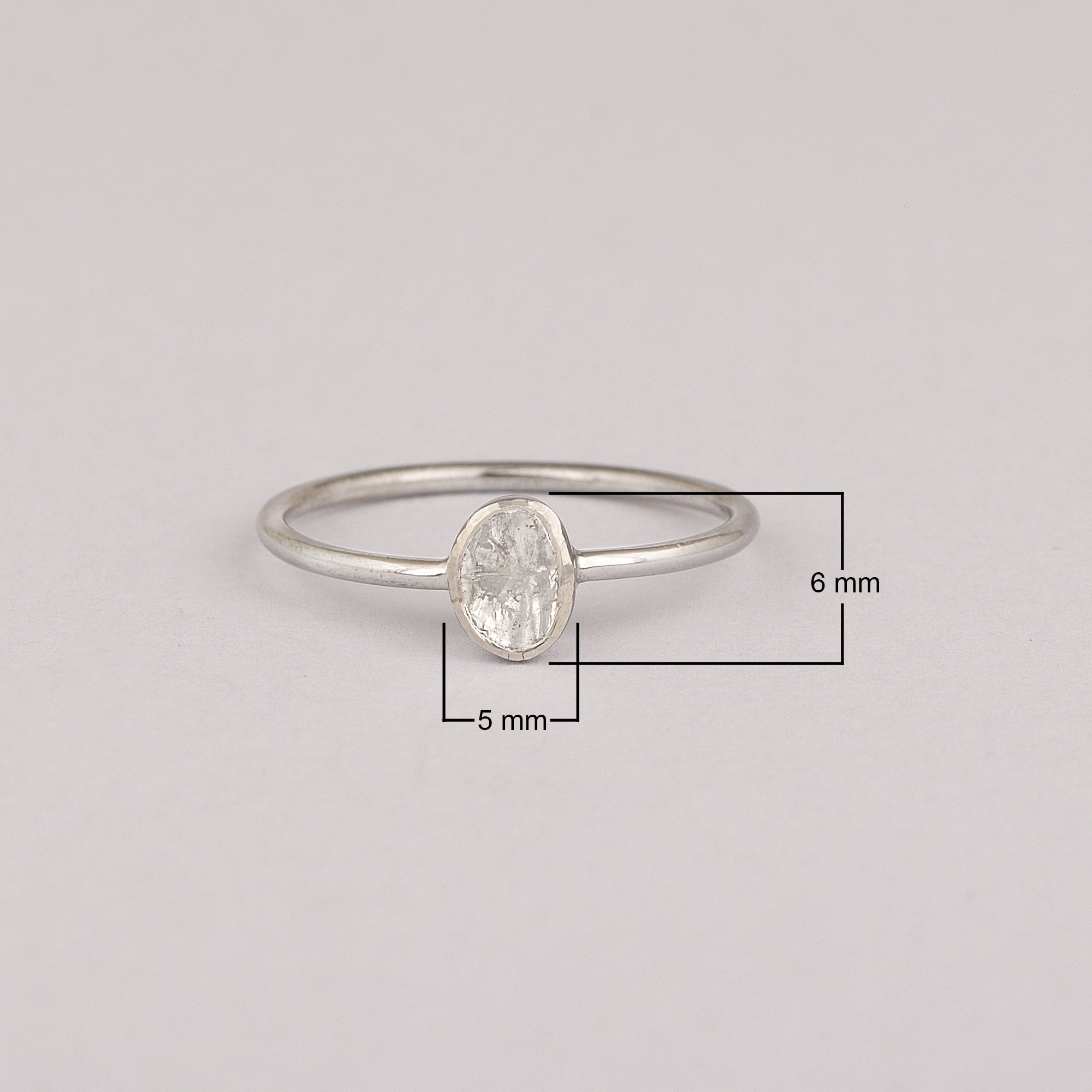 Tiny 0.15 CTW Natural Slice Polki Diamond Handmade Ring 925 Sterling Silver