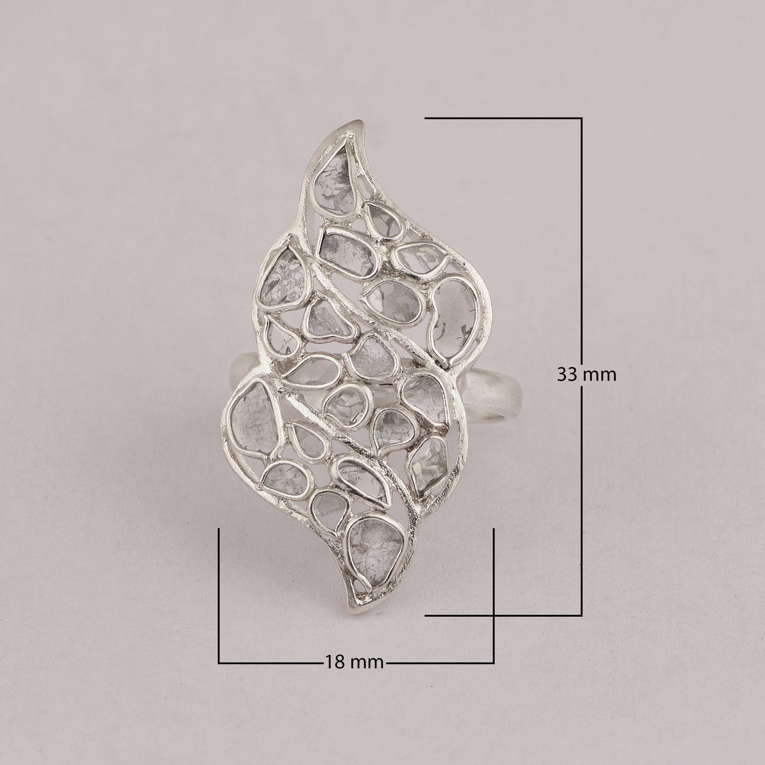 2.00 CTW Natural Slice Polki Diamond Handmade Designer Stunning Ring