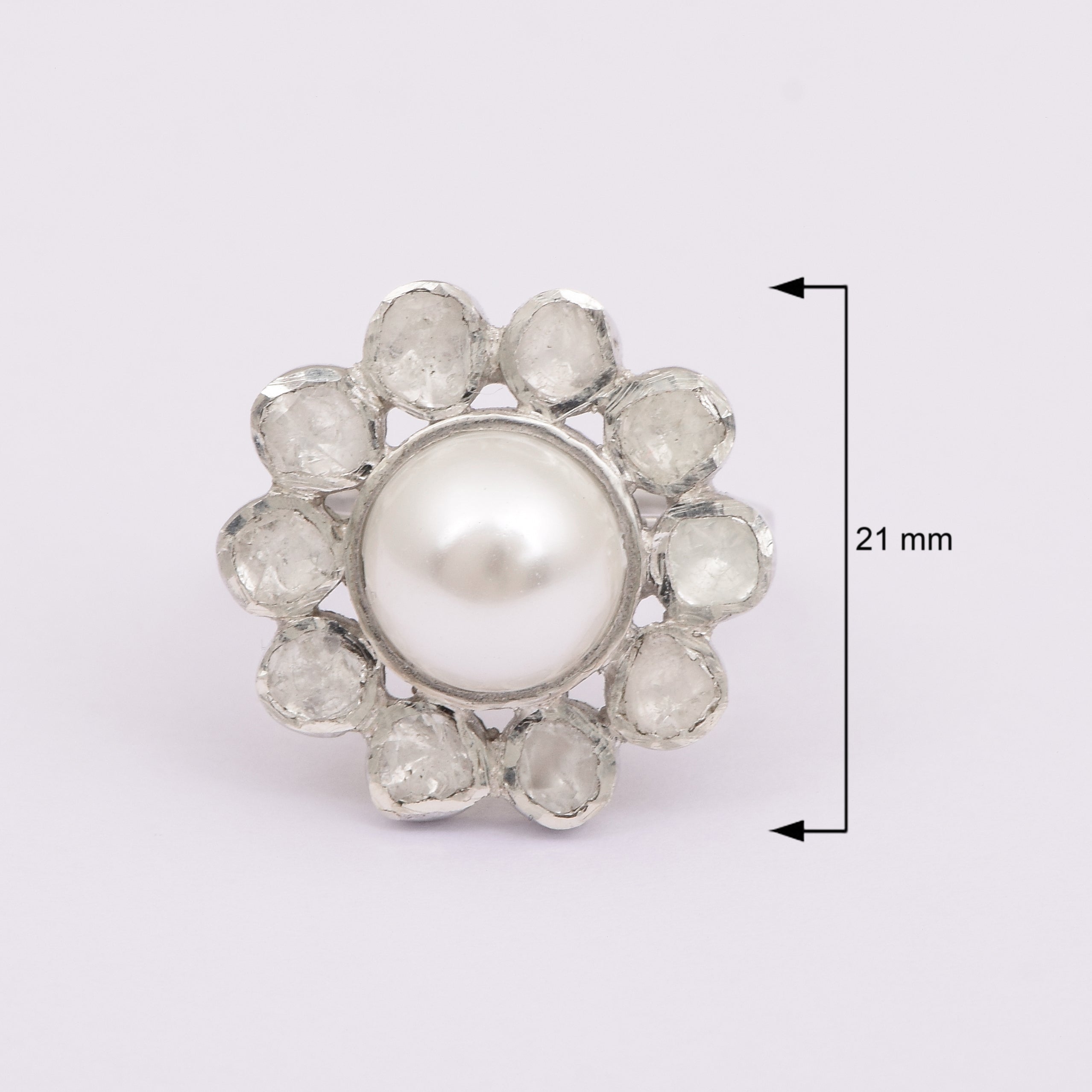 1.80 CTW Diamond Polki Pearl Ring