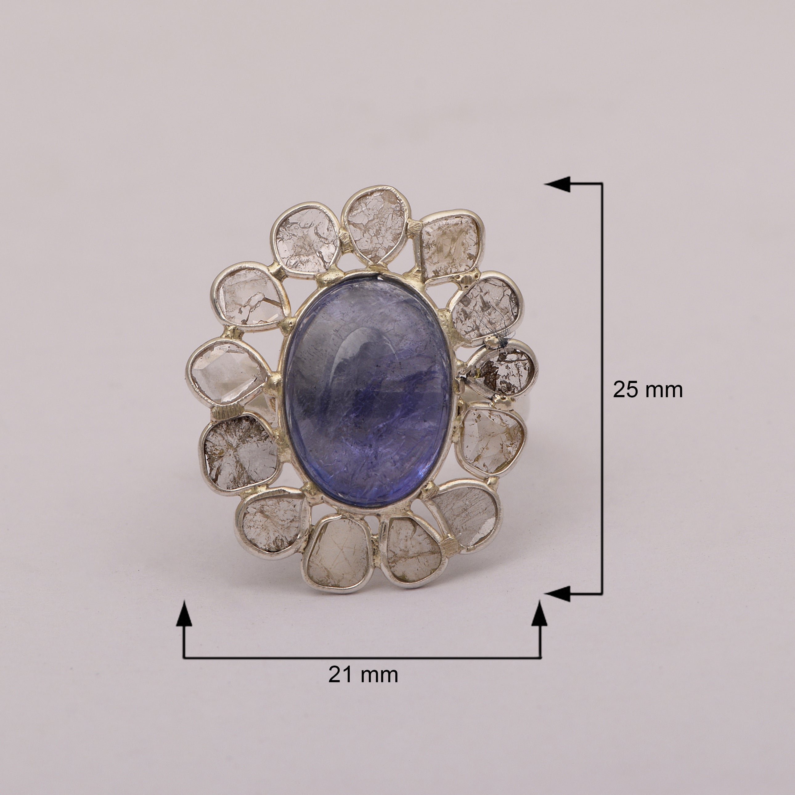2.50 CTW Diamond Polki Tanzanite Ring