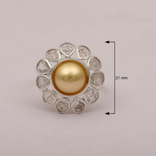 Load image into Gallery viewer, 2 CTW Diamond Polki Pearl Floral Ring
