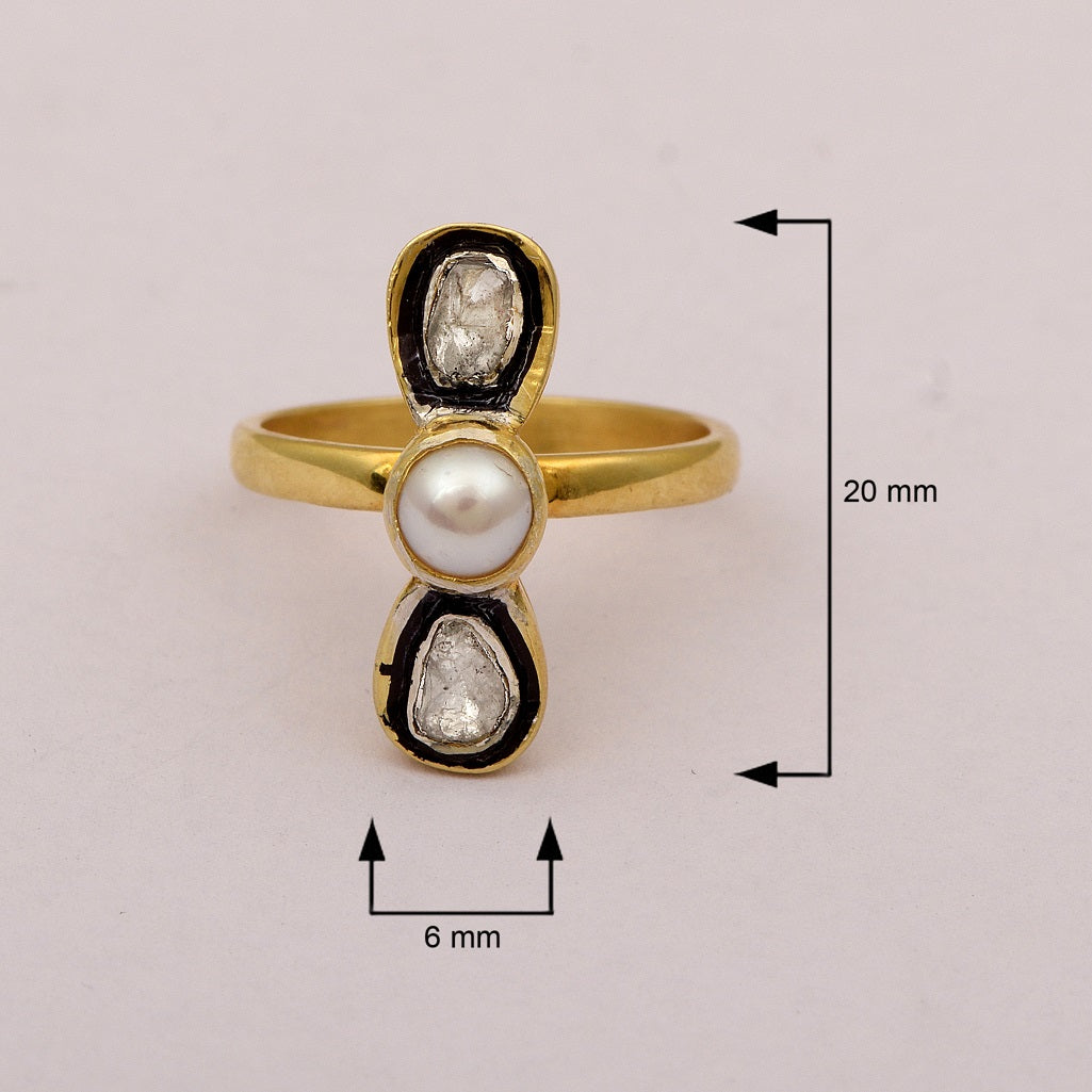 0.50 CTW Diamond Polki Pearl Ring
