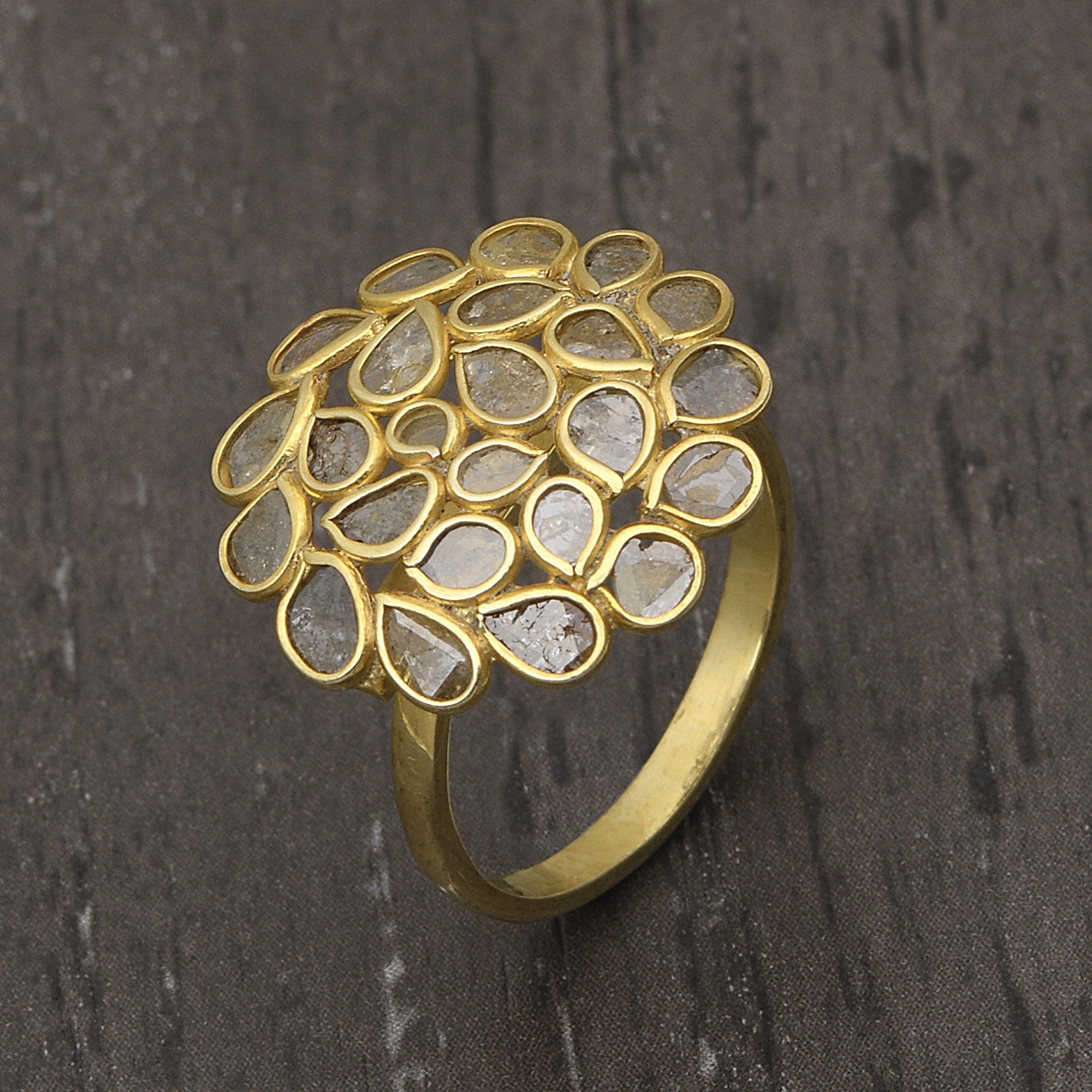 2 CTW Diamond Polki Cluster Ring