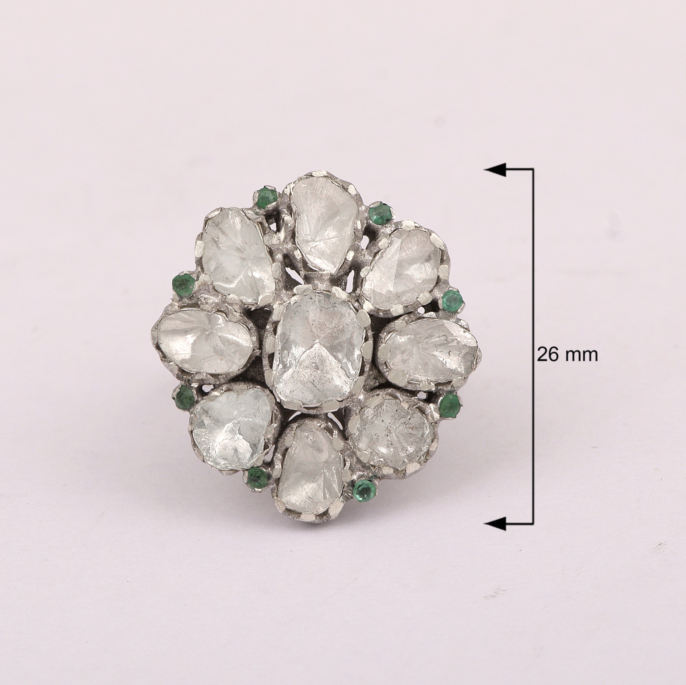 2.50 CTW Diamond Polki Emerald Ring