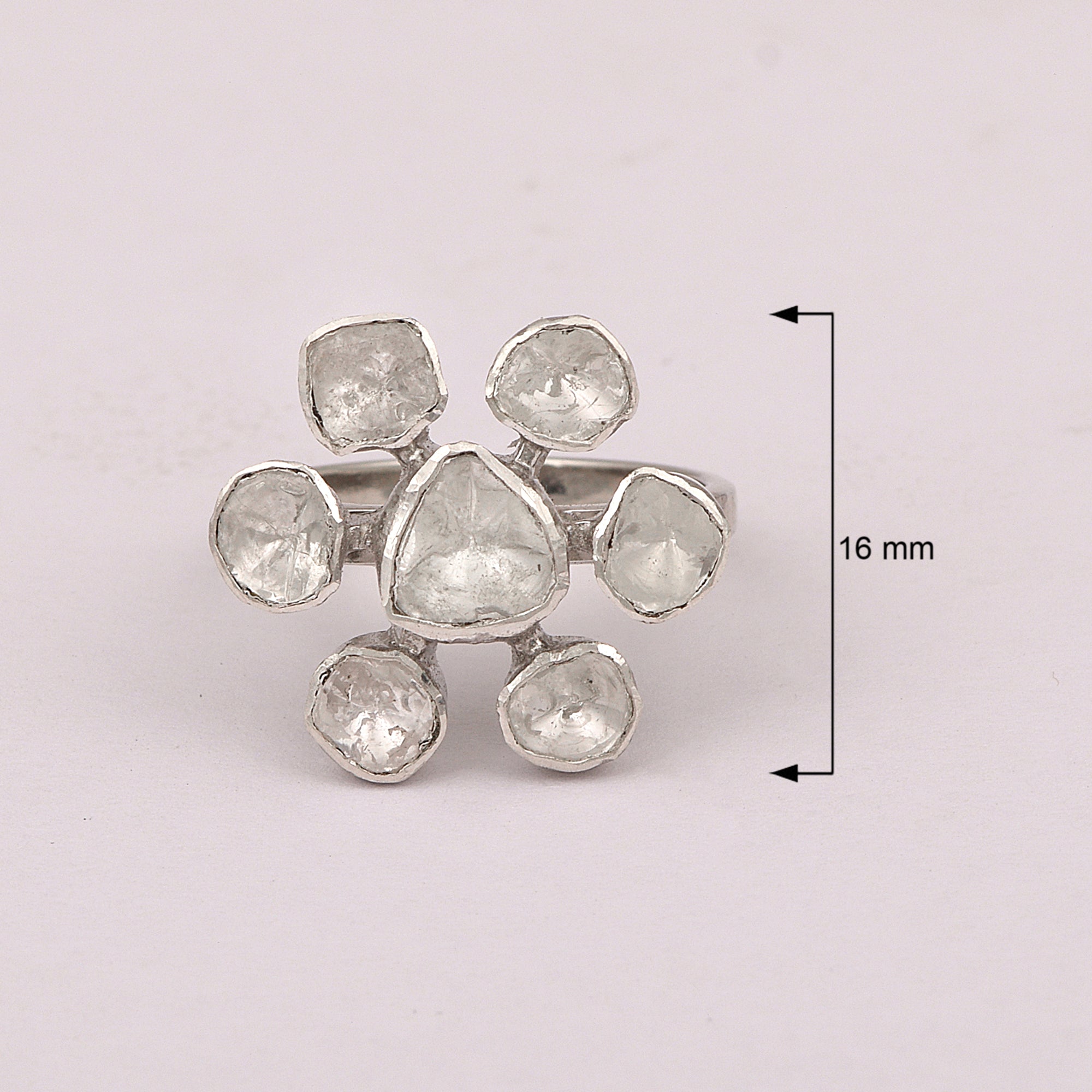 1.50 CTW Diamond Polki Floral Ring