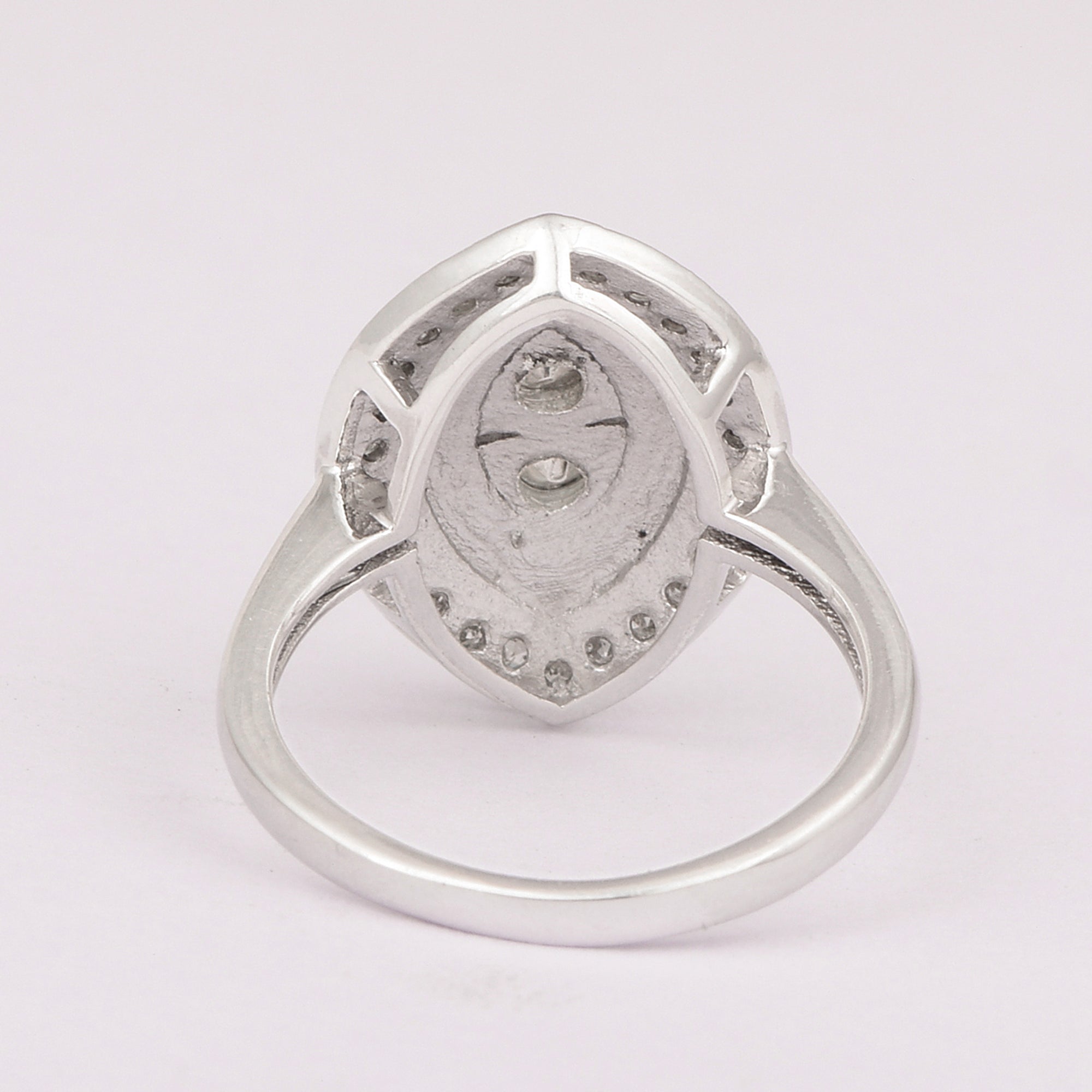 0.35 CTW Diamond Polki 925 Sterling Silver Black Enamel Cocktail Ring