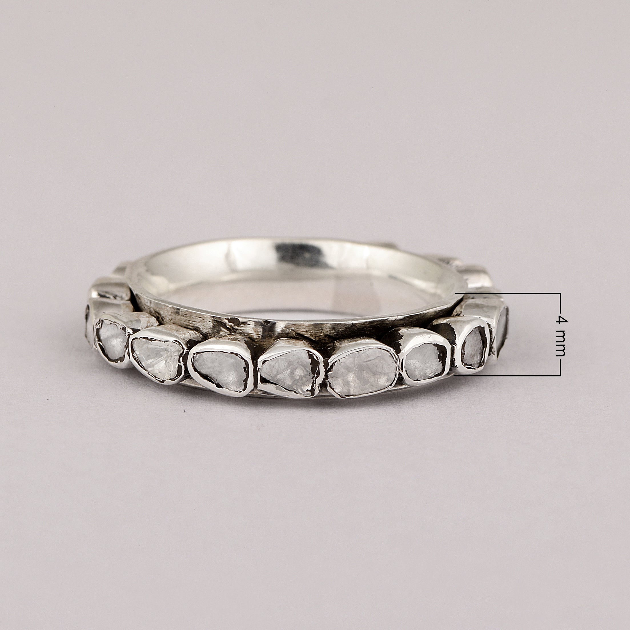 1.50 CTW Slice Polki Diamond Wedding Spinner Ring - Bezel Set Meditation Diamond Spinner Ring