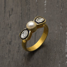 Load image into Gallery viewer, 0.50 CTW Diamond Polki Pearl Ring