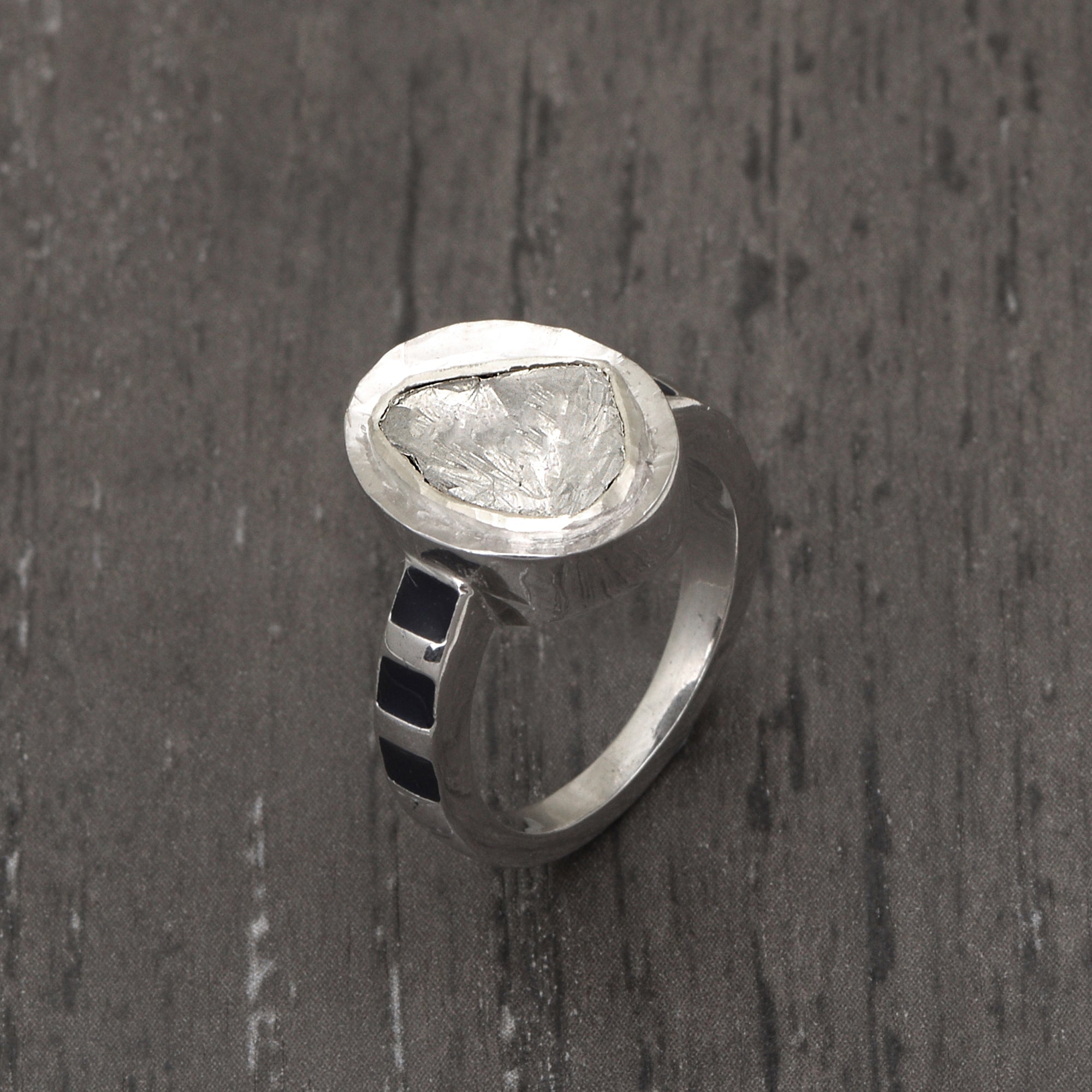 0.70 CTW Diamond Polki Blue Enamel Ring